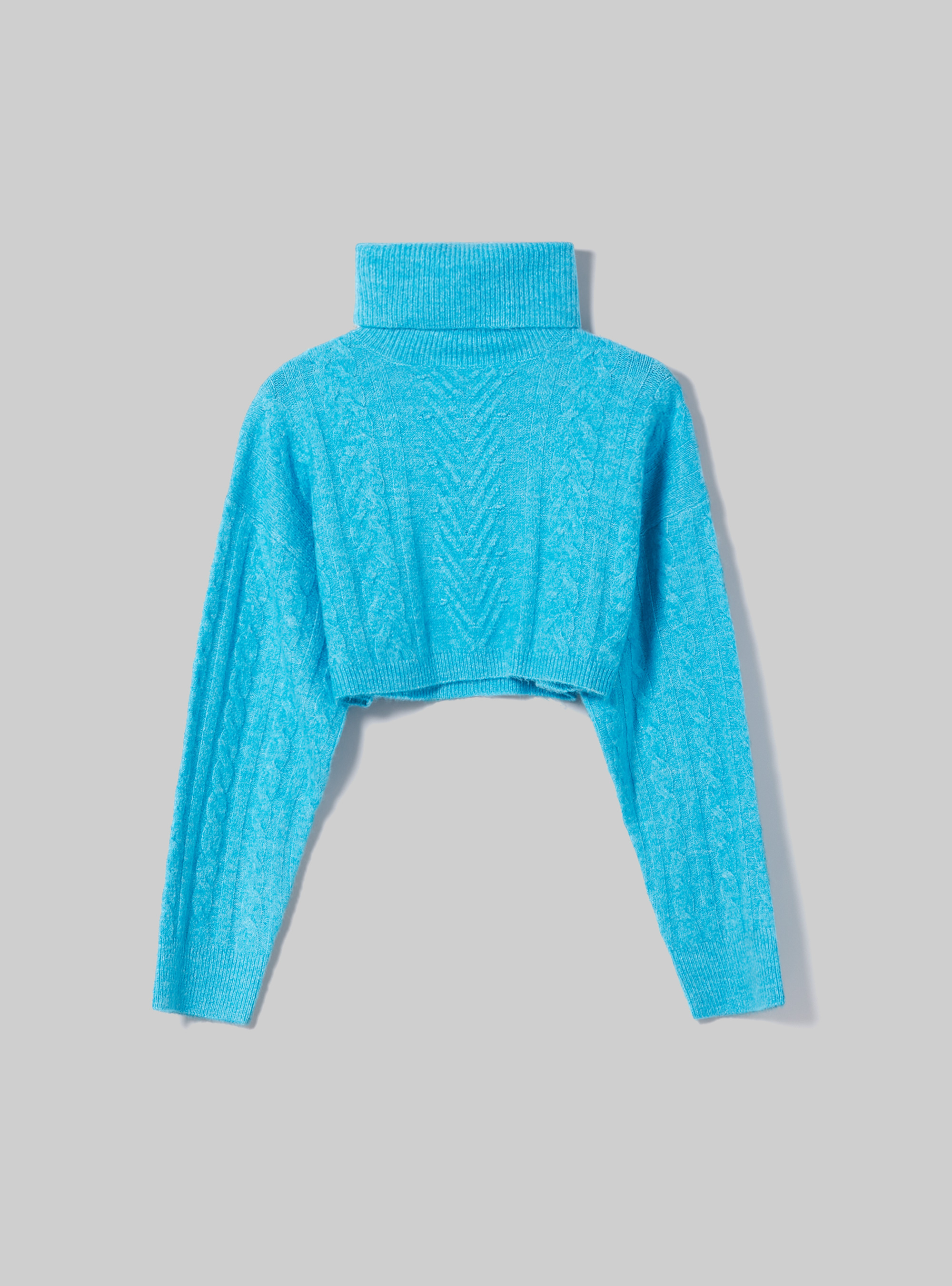Pull à col roulé croisé, MAZ2 AZURE MEL MEDIUM