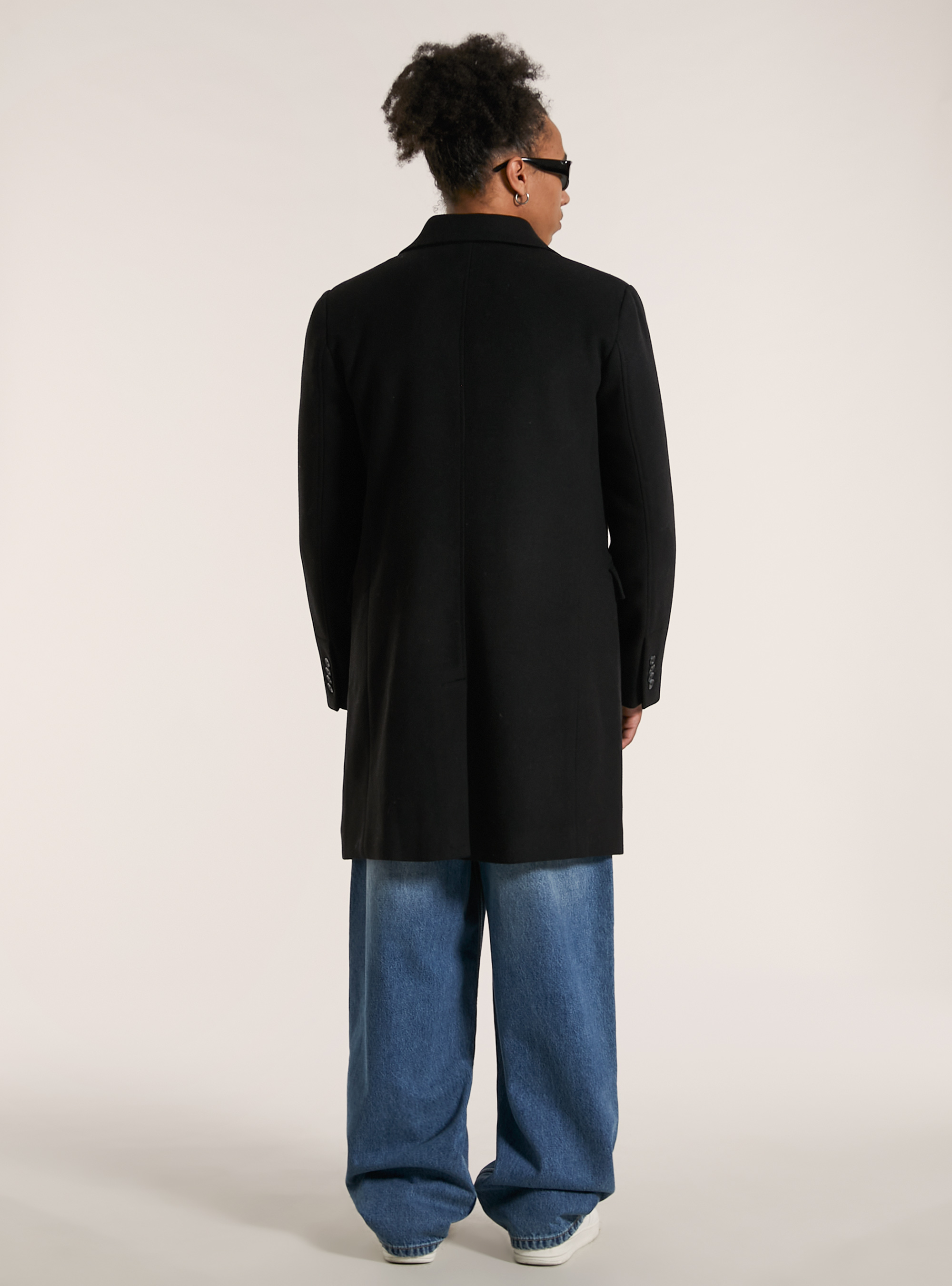 Single breasted wool blend coat, BK1 BLACK