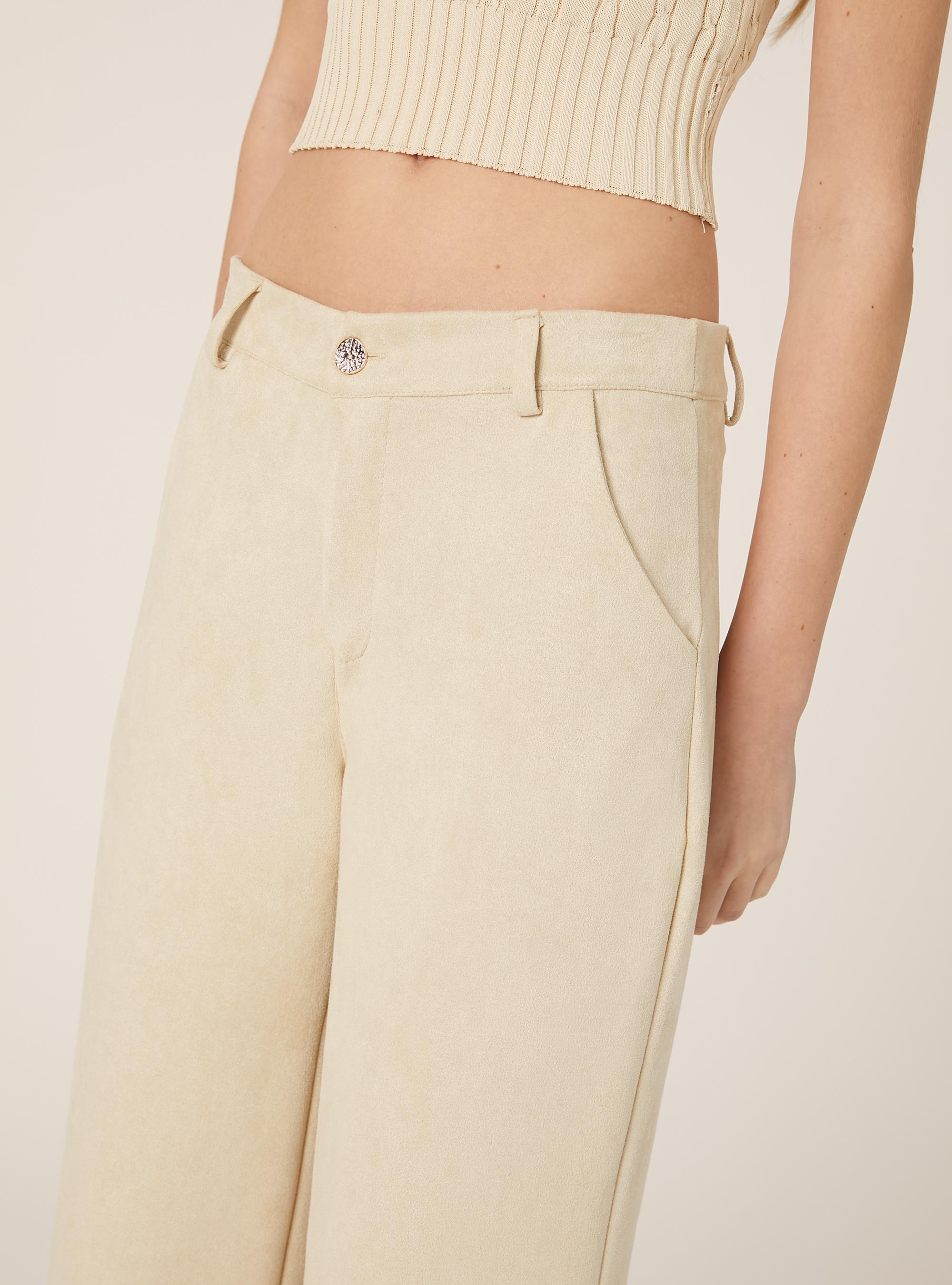 Suede-effect tailoring trousers, BG3 BEIGE LIGHT