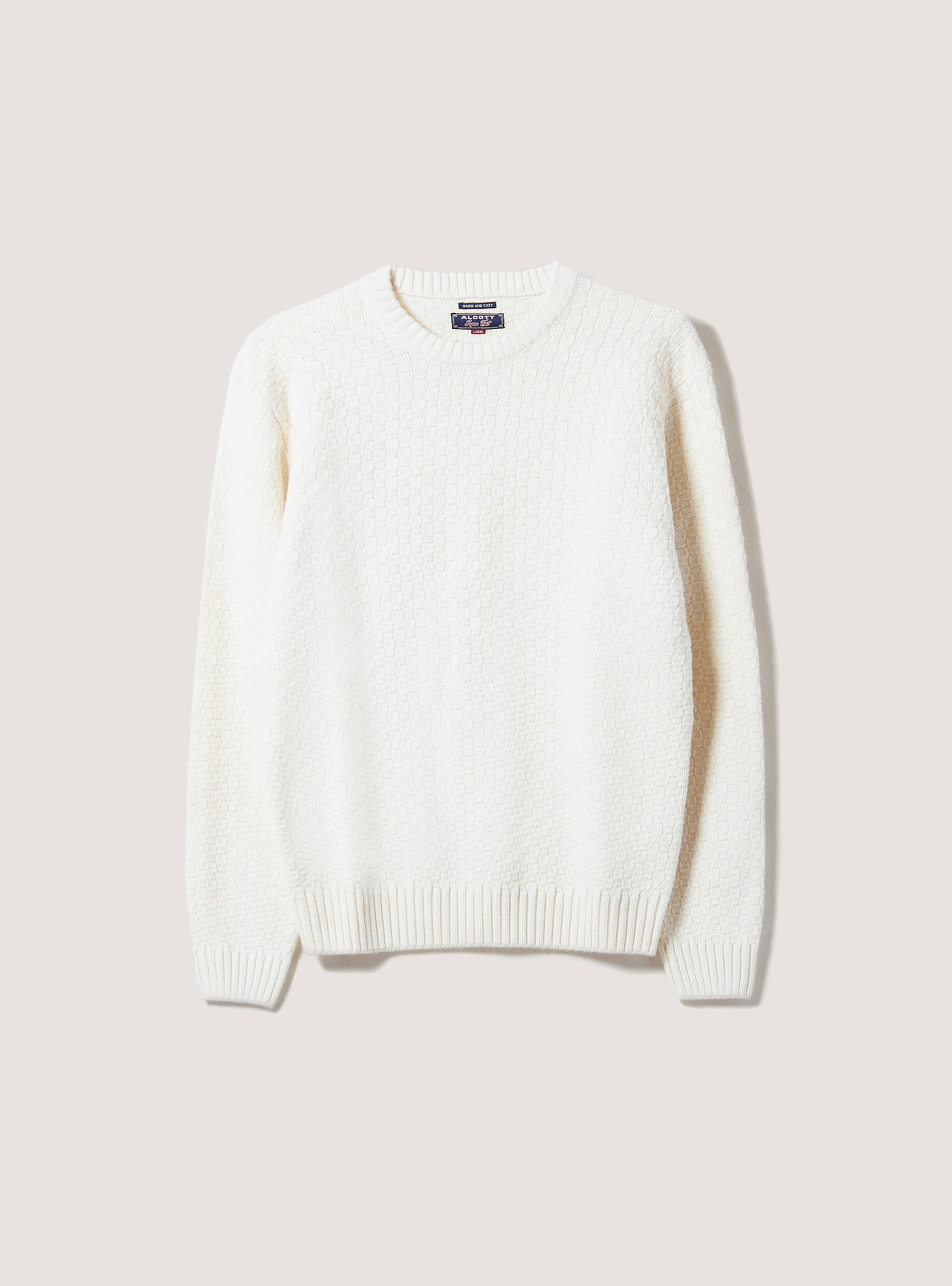 Pullover caldo con texture geometrica, WH2 WHITE