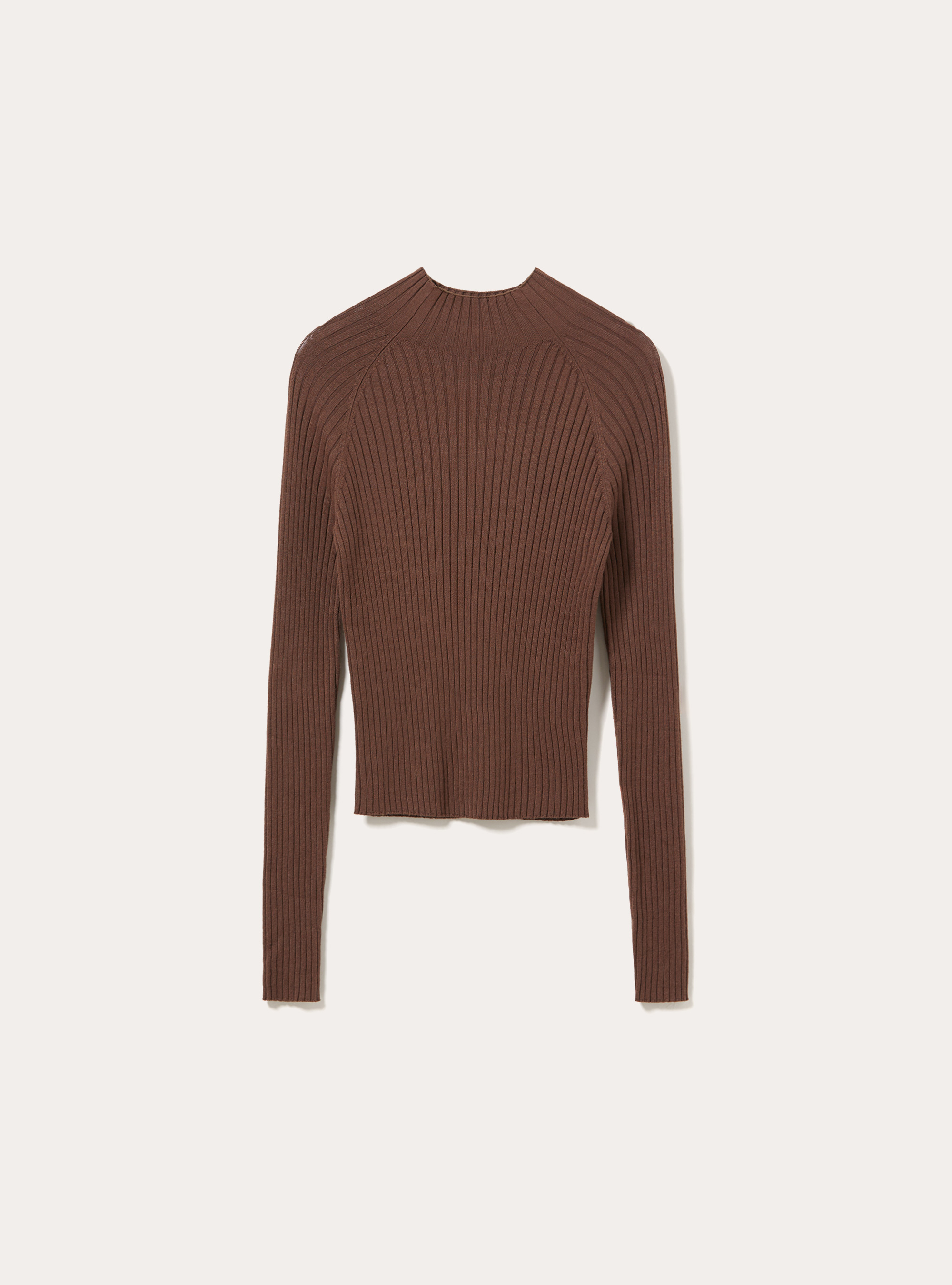 Ribbed mock neck jumper with raglan sleeves, BR2 BROWN MEDIUM