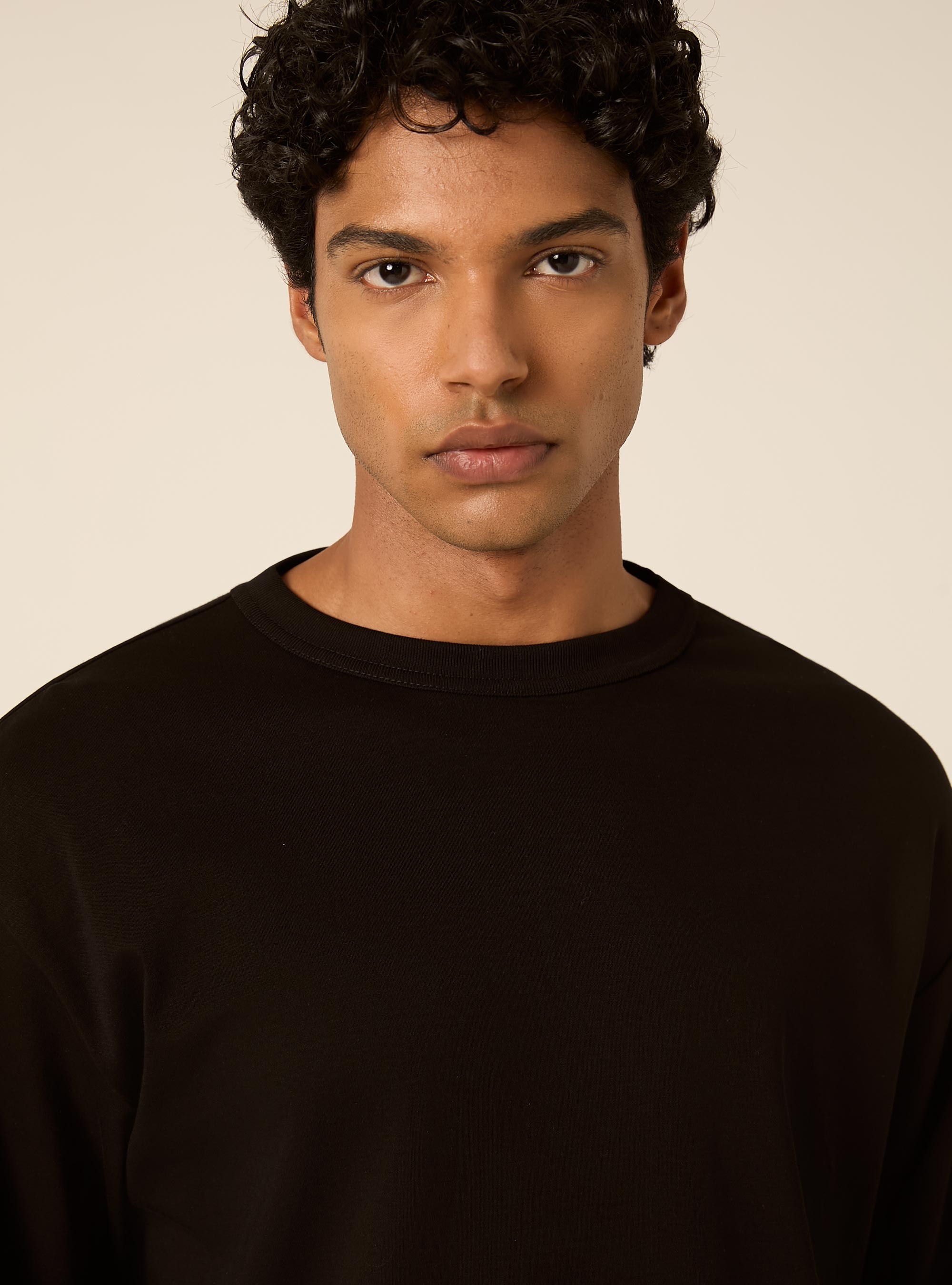 T-shirt a maniche lunghe in jersey interlock, BK1 BLACK