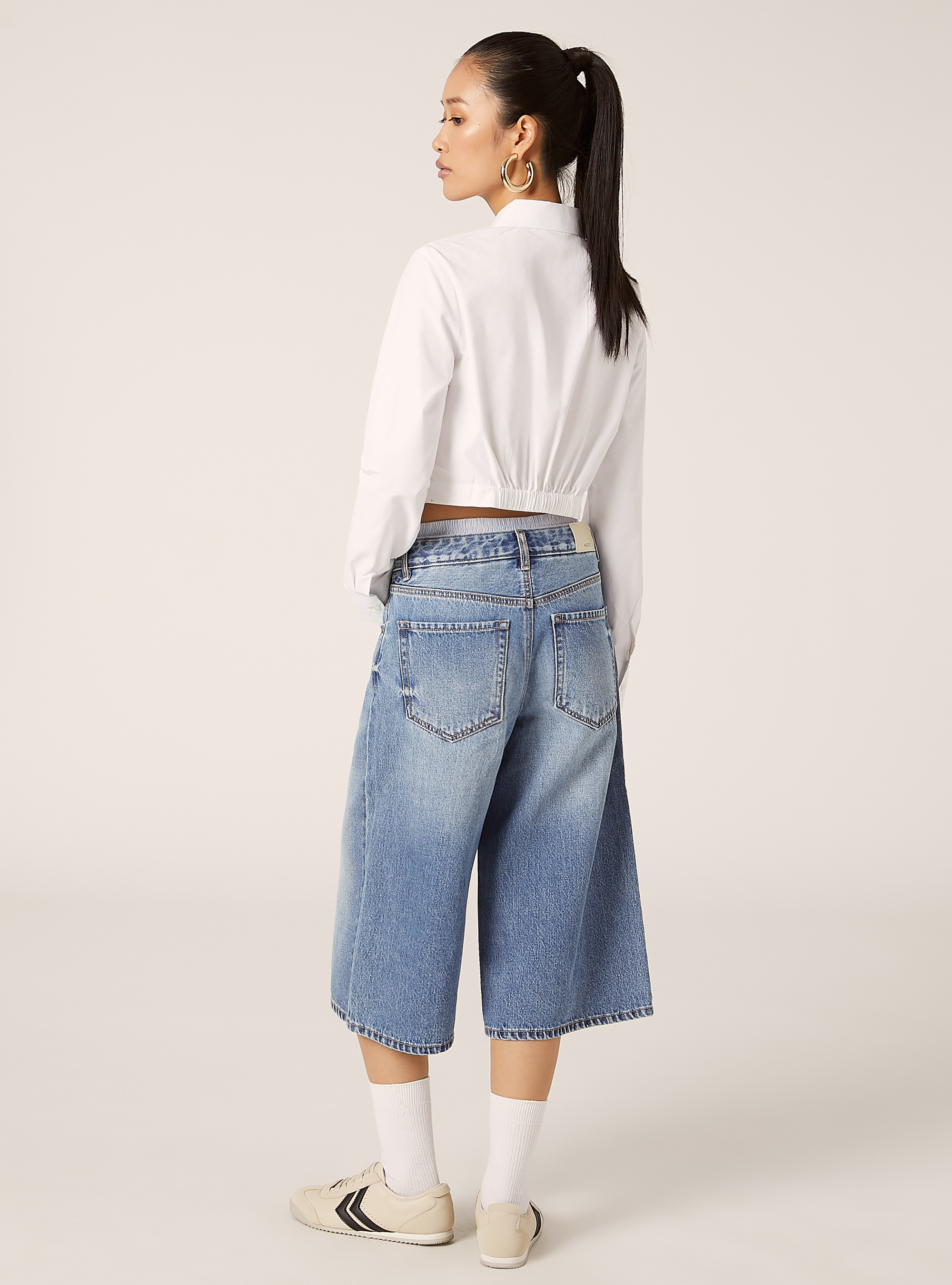 Cropped poplin shirt, WH3 WHITE