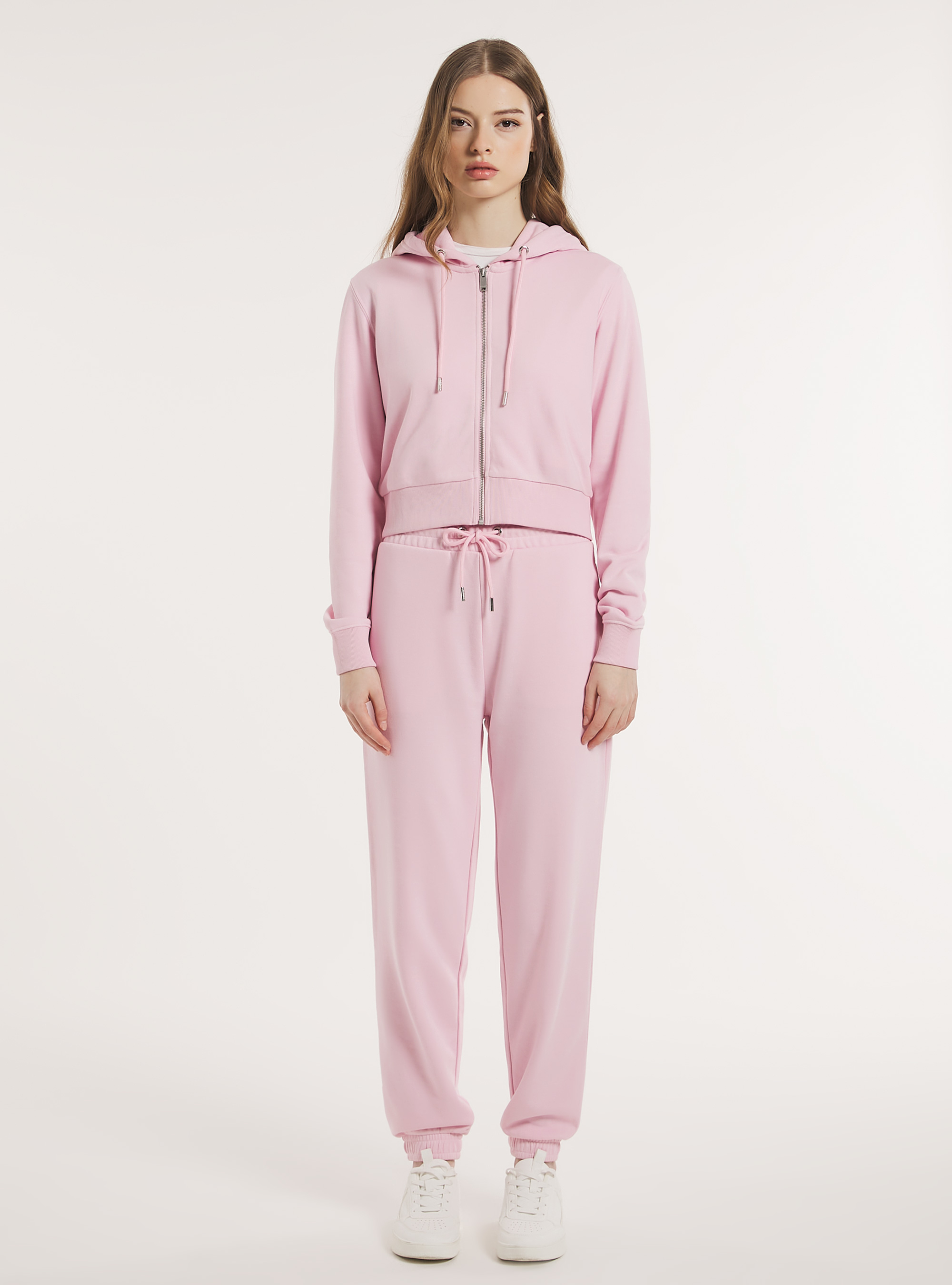 Sweat court avec fermeture éclair et capuche, PK3 PINK LIGHT