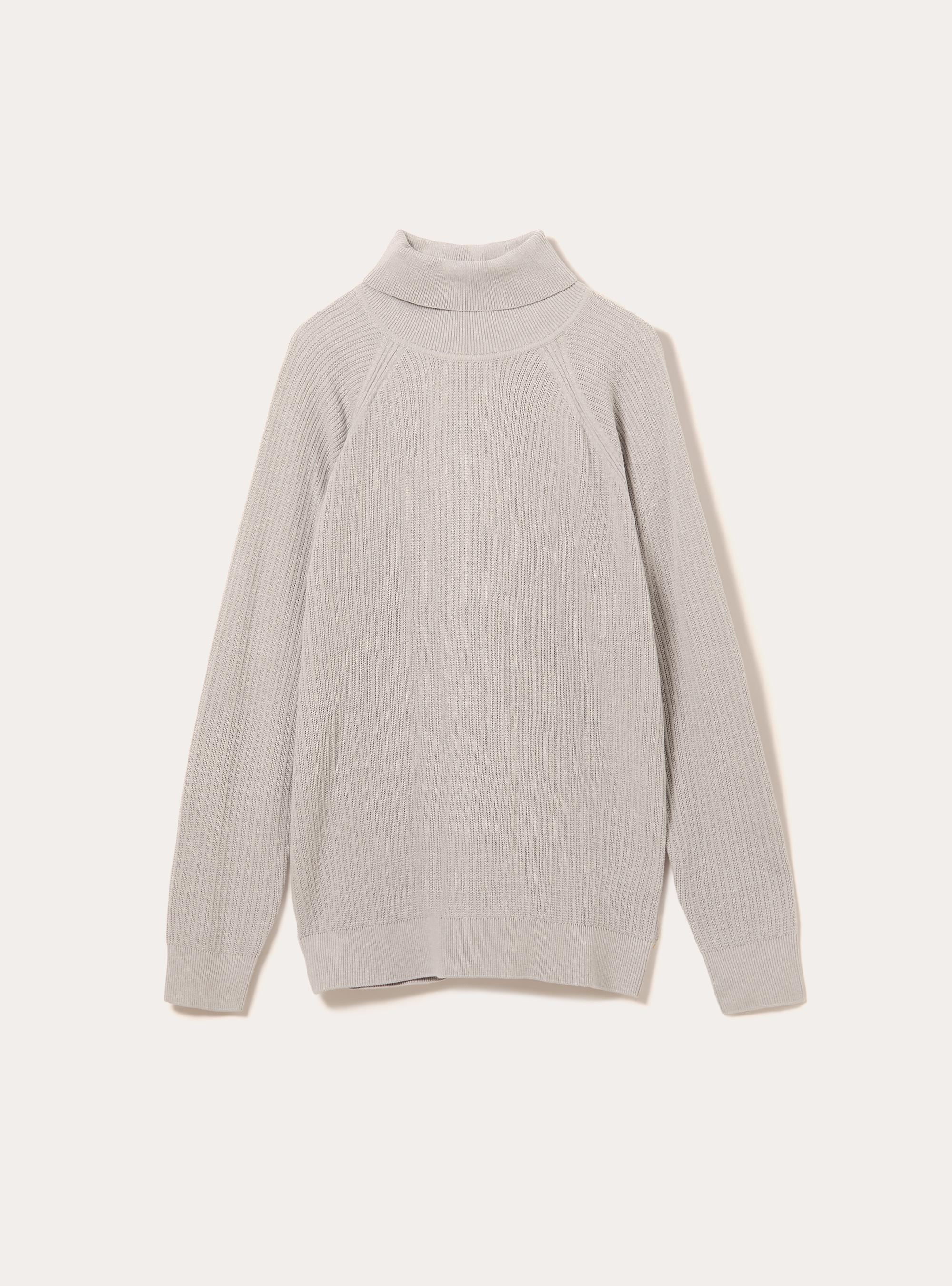 Maglia a collo alto in misto cotone a coste, MGY2 GREY MEL MEDIUM