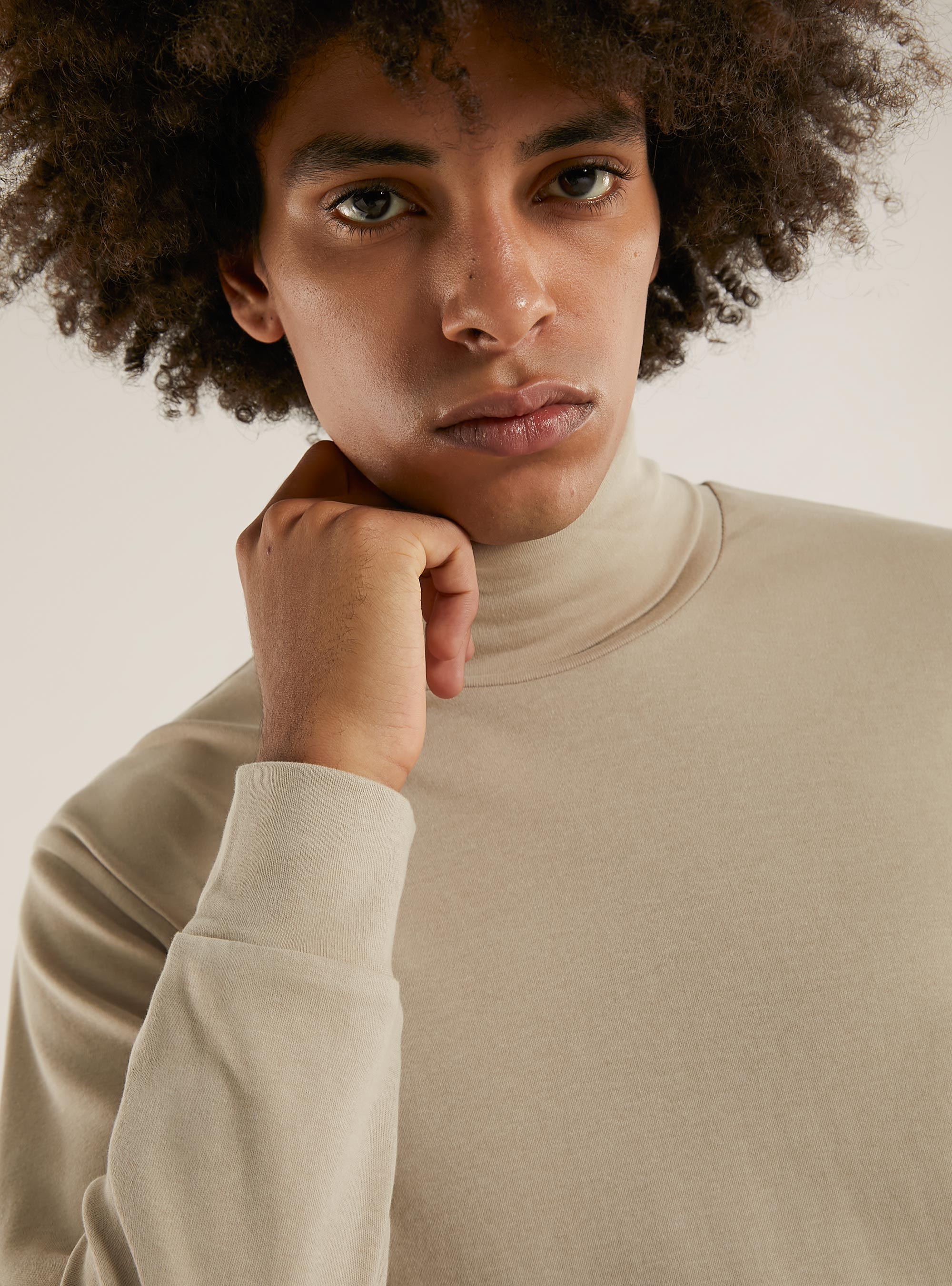 Maglietta a maniche lunghe a collo alto, BG2 BEIGE MEDIUM