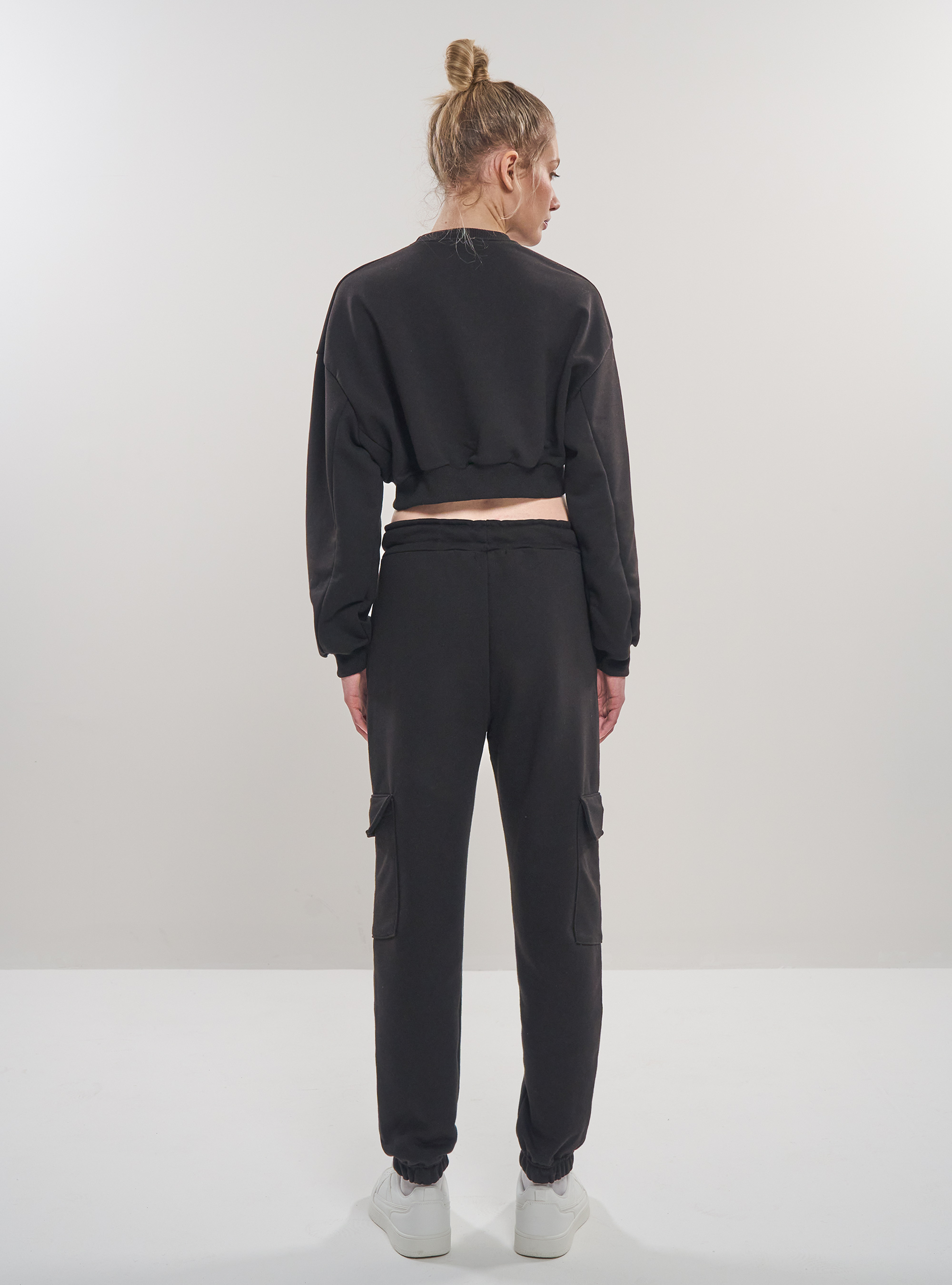 Plush cargo jogger trousers, BK1 BLACK