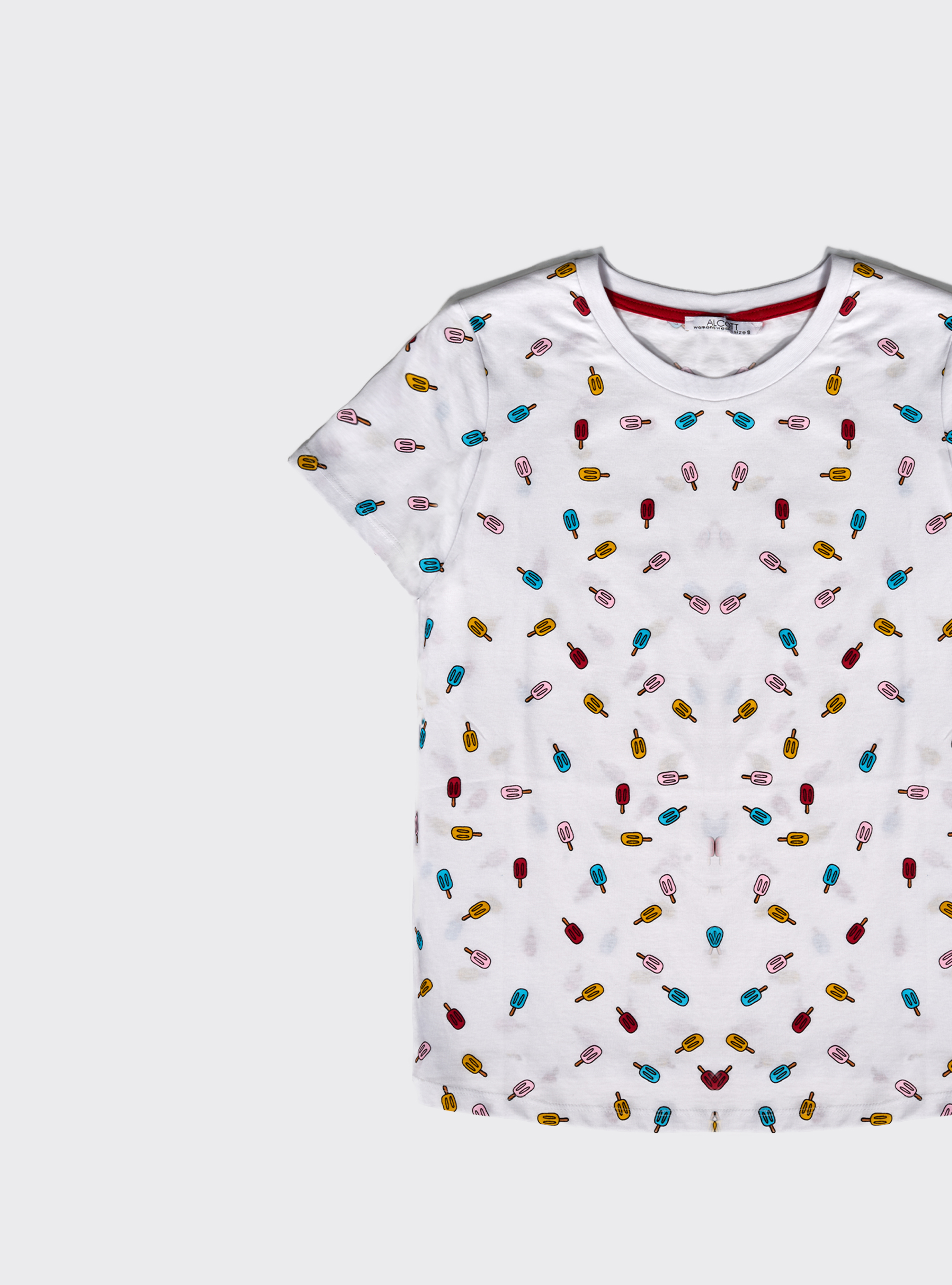 Maglietta con stampa gelati allover, BIANCO