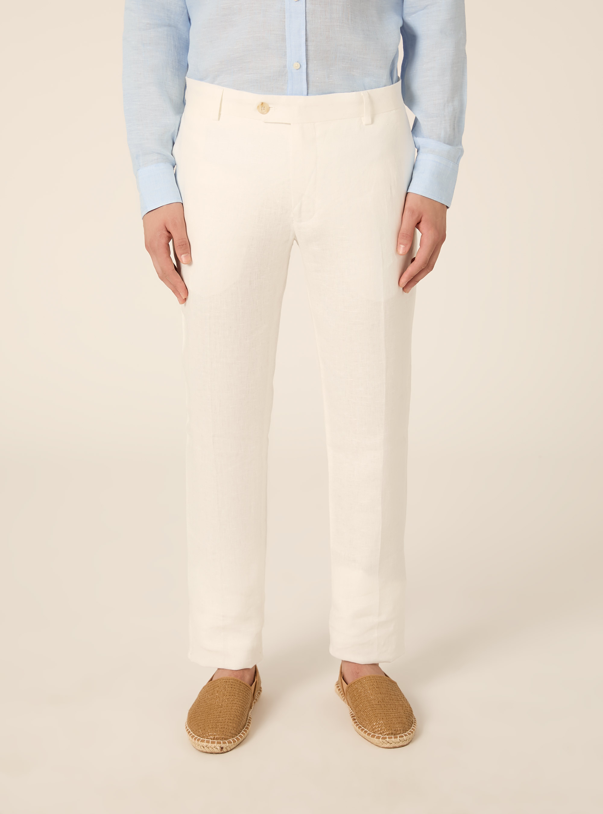 Pantaloni in lino, WH1 OFF WHITE