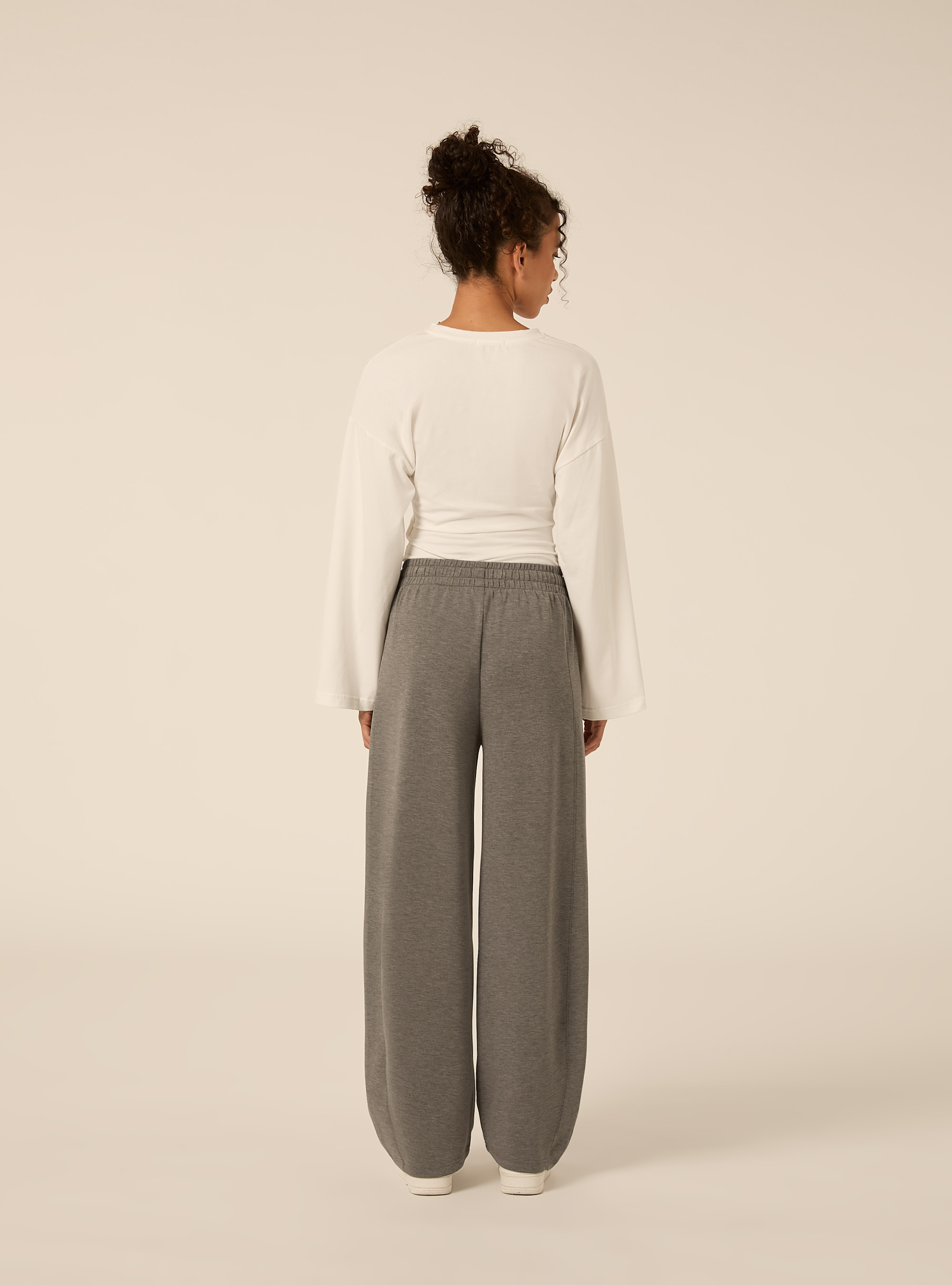 Soft touch barrel joggpants mit elastischem bund, MGY1 GREY MEL DARK