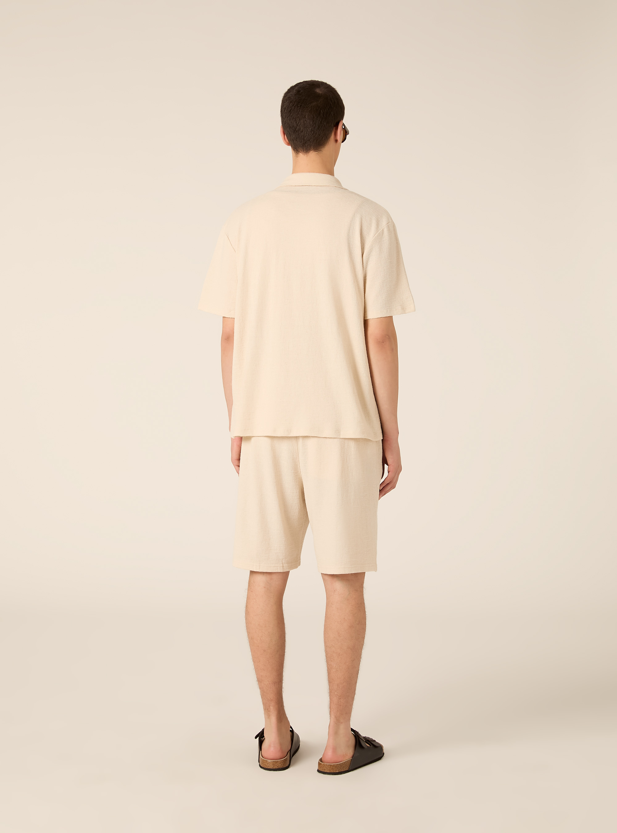 Bermuda in jersey texture regular fit, BG2 BEIGE MEDIUM