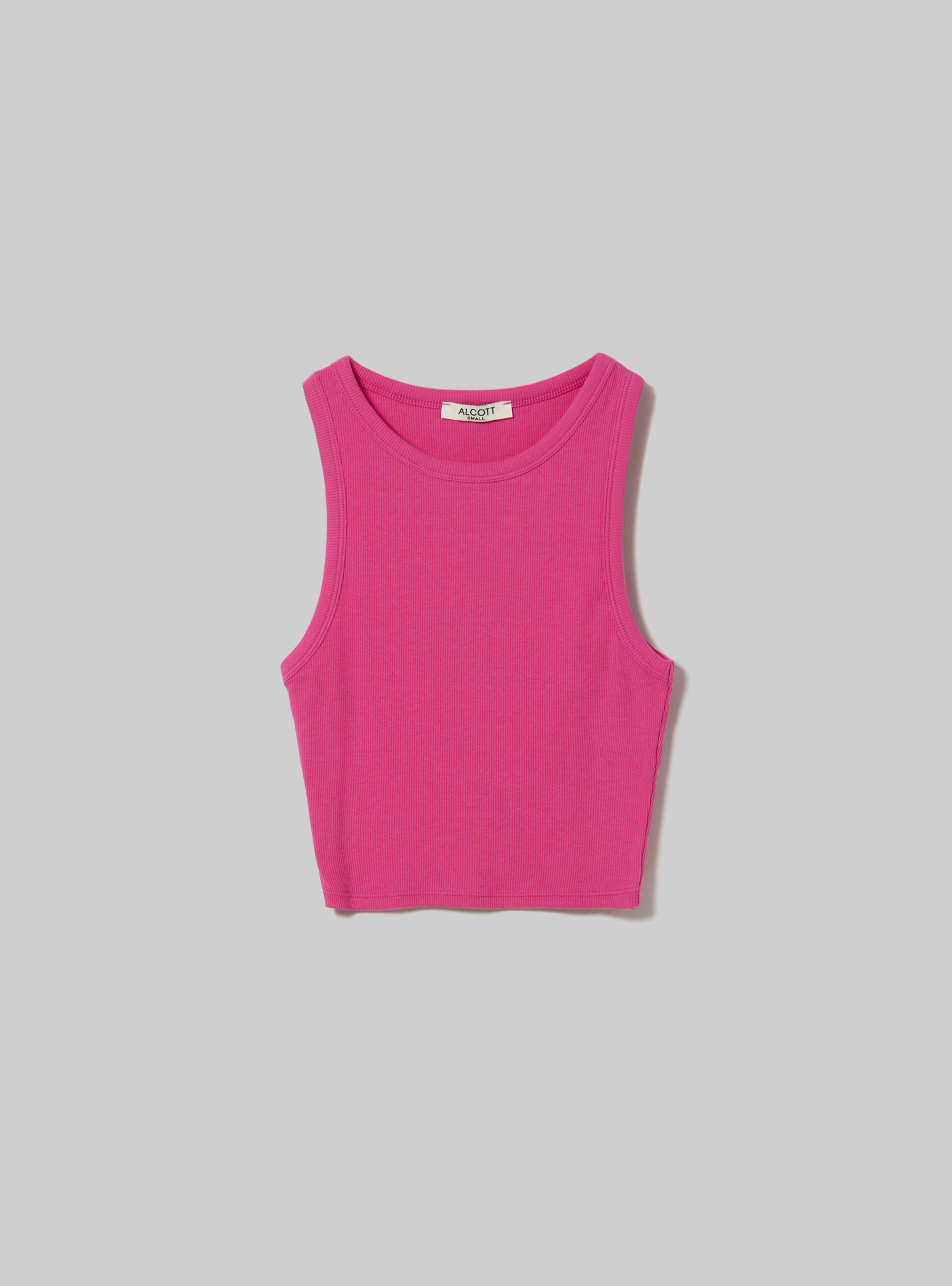 Cropped cotton tank top, FX2 FUXIA MEDIUM