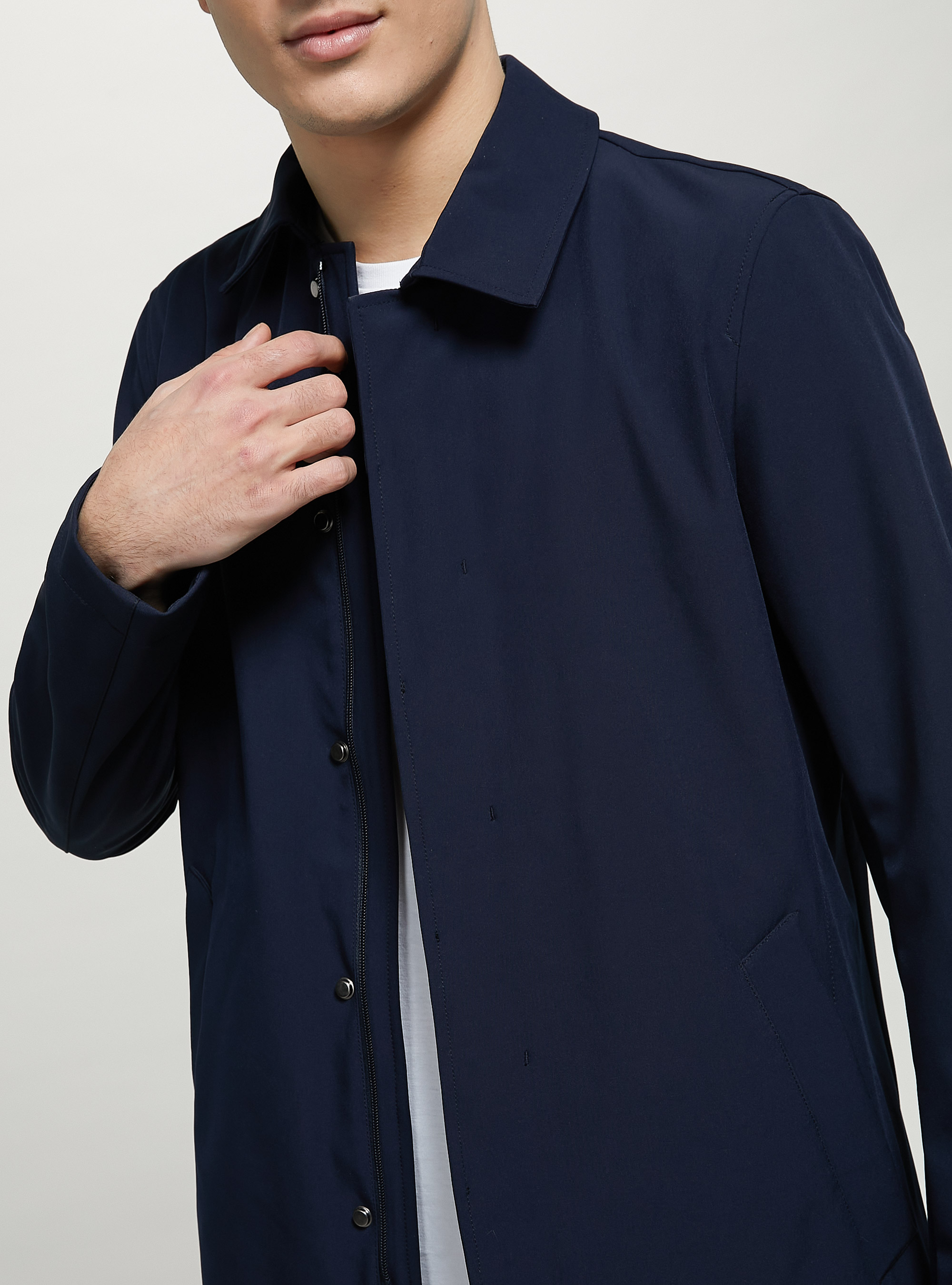 Plain-coloured trench coat with zip, NA1 NAVY DARK