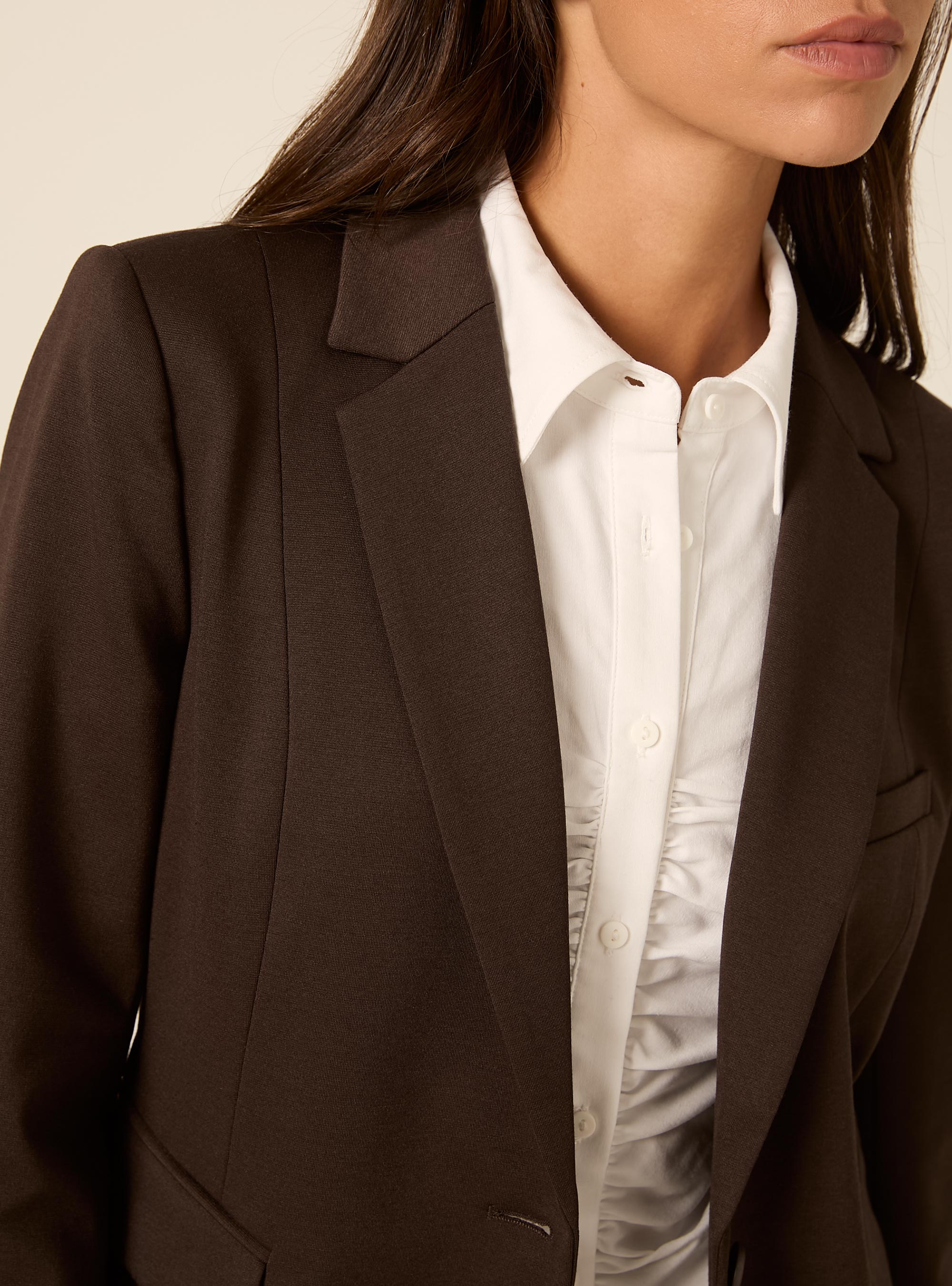 Blazer droit structure a revers, BR1 BROWN DARK