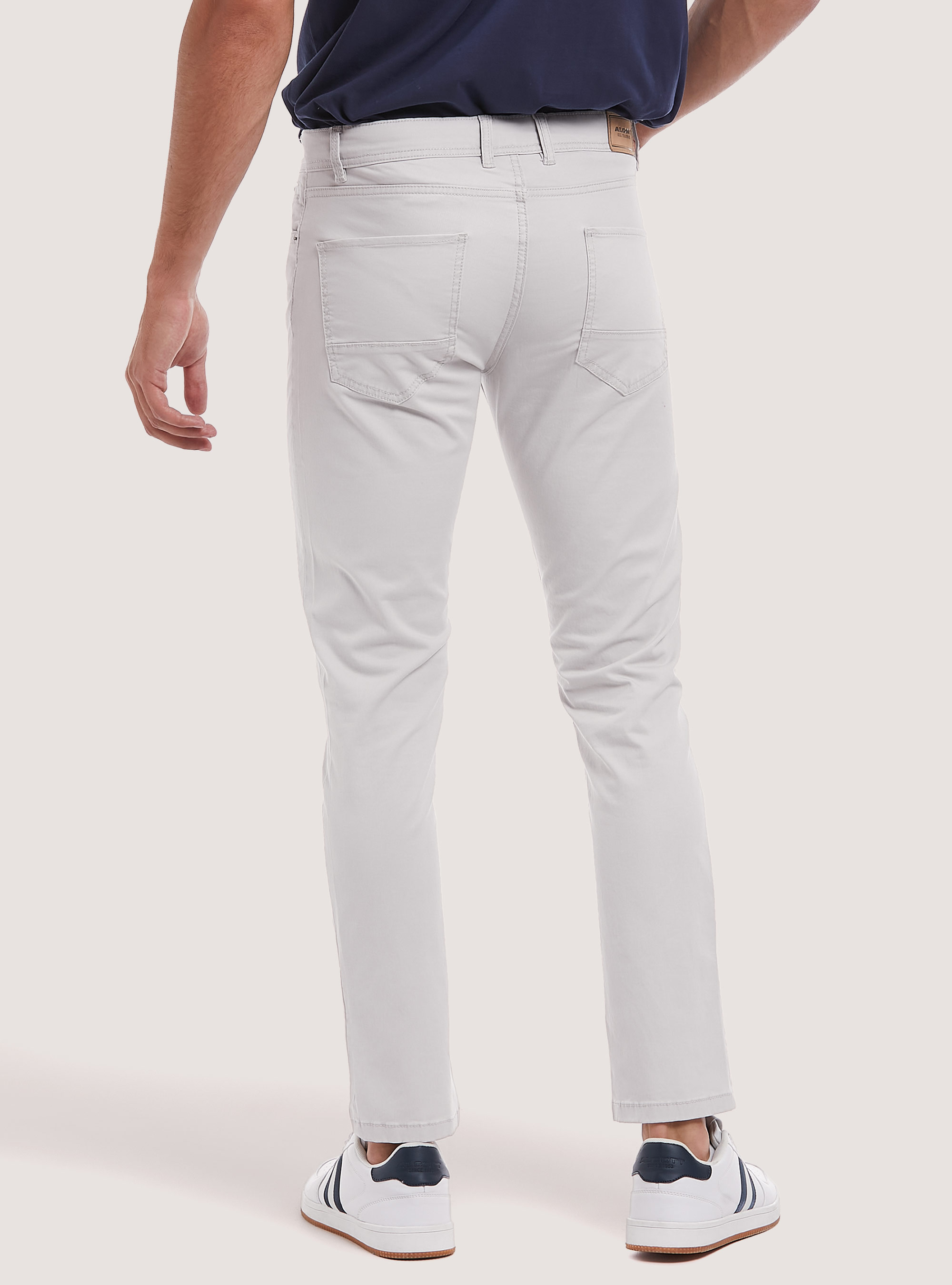 Recycled cotton skinny fit trousers, SA3 SAND LIGHT