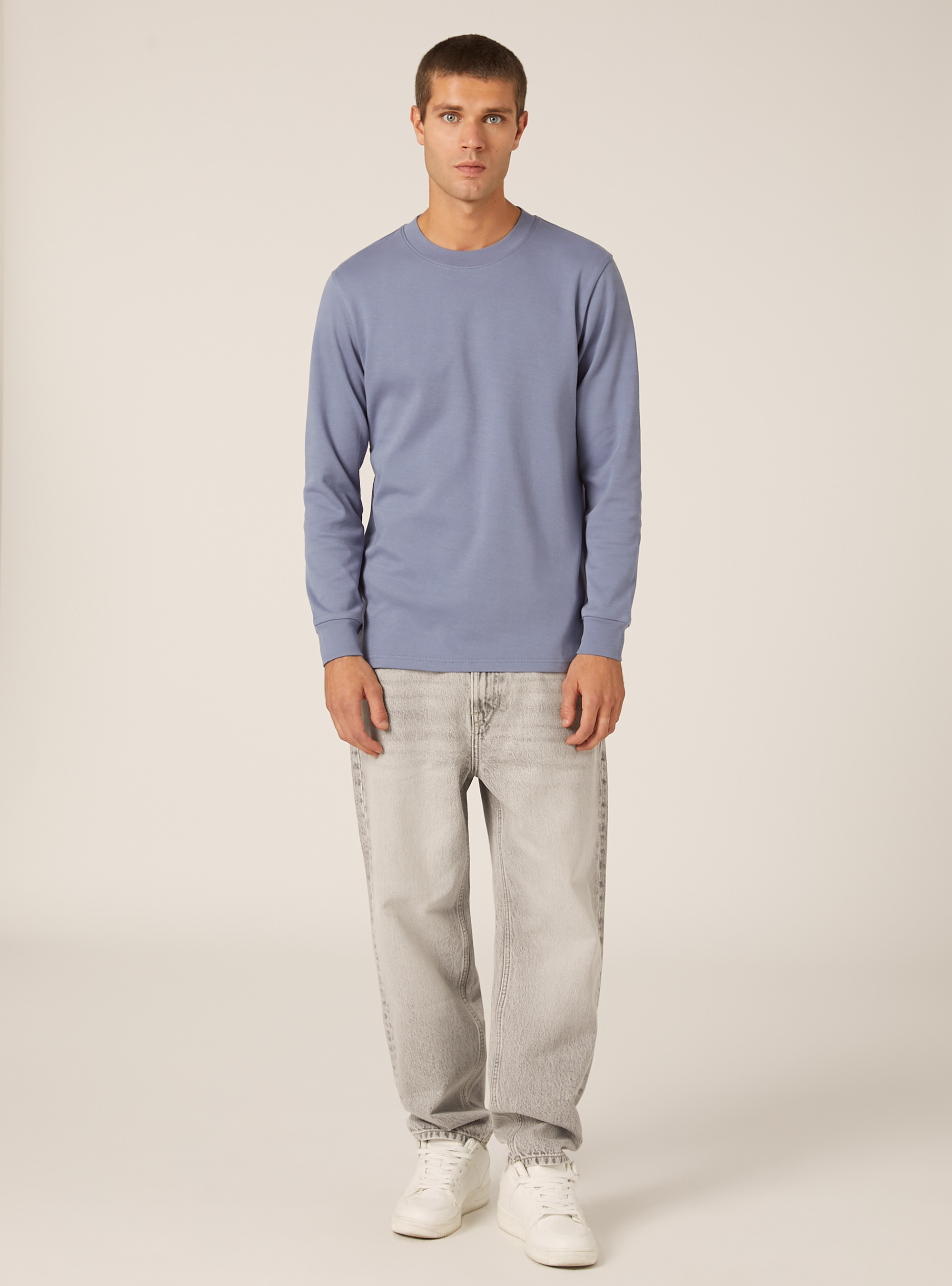 Long-sleeved cotton T-shirt, IN2 INDIGO MEDIUM