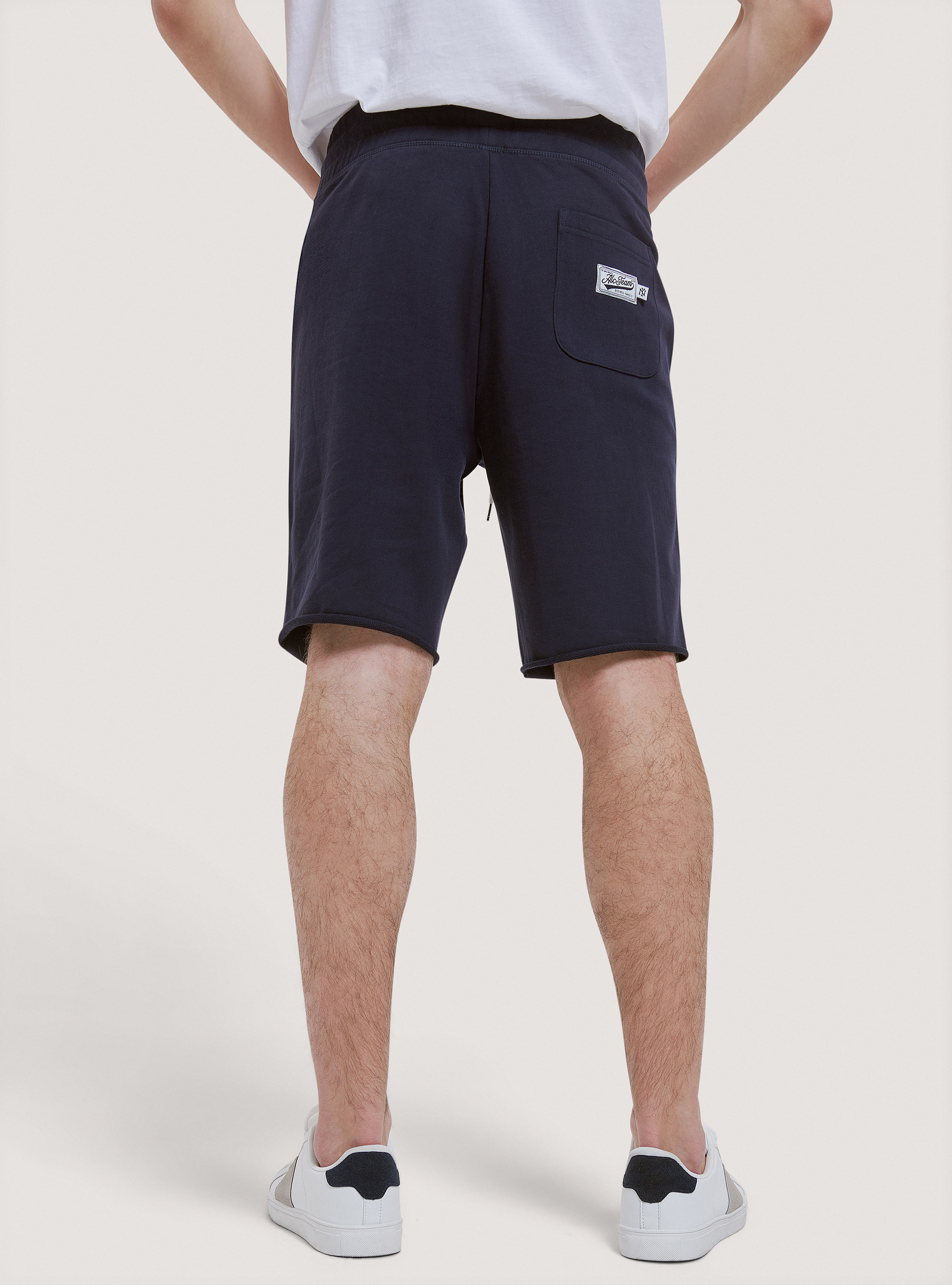 Bermuda de felpa con parche, C2306 BLU