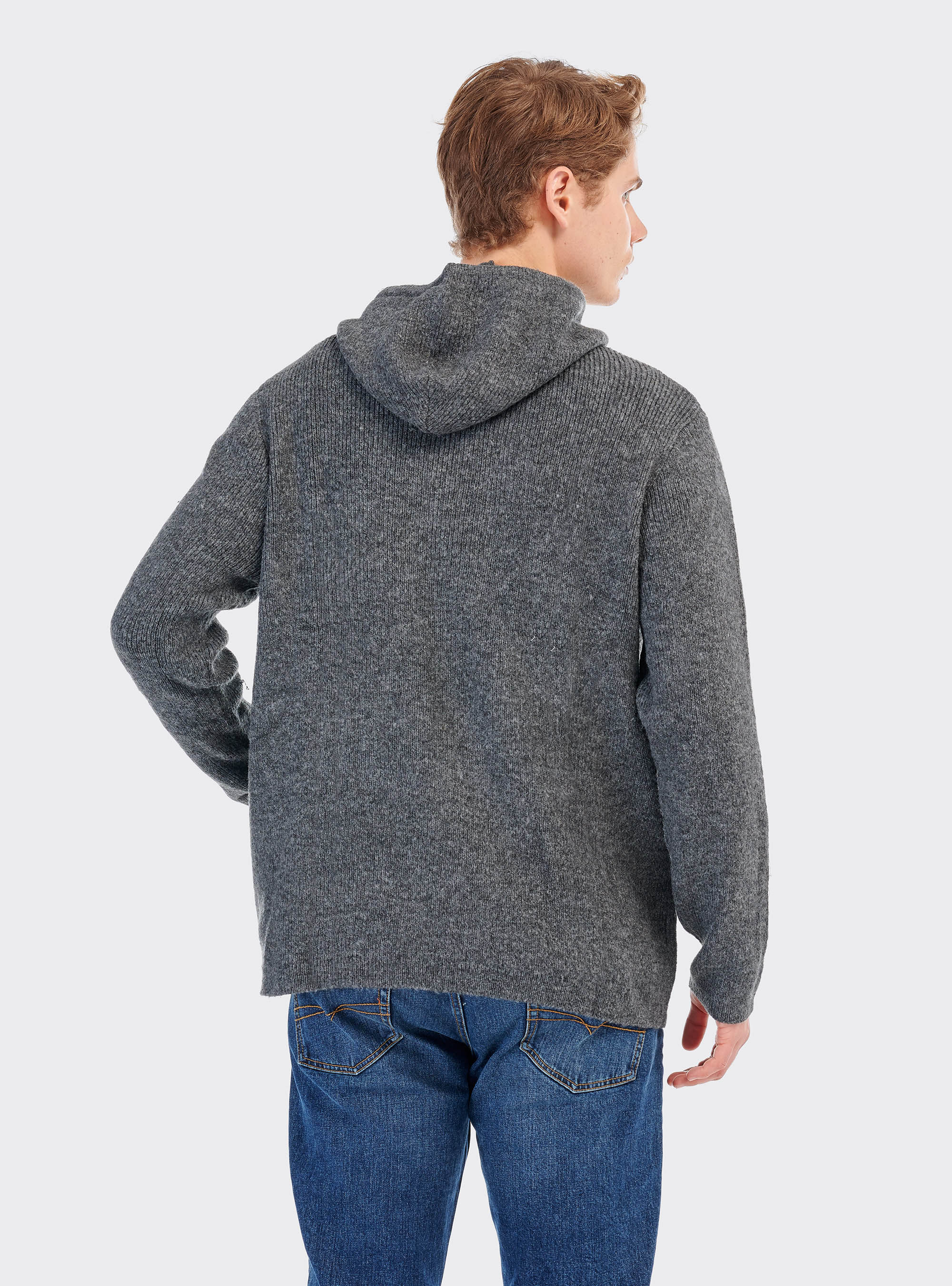 Pullover with hood and kangaroo pocket, C146 GREY MEL