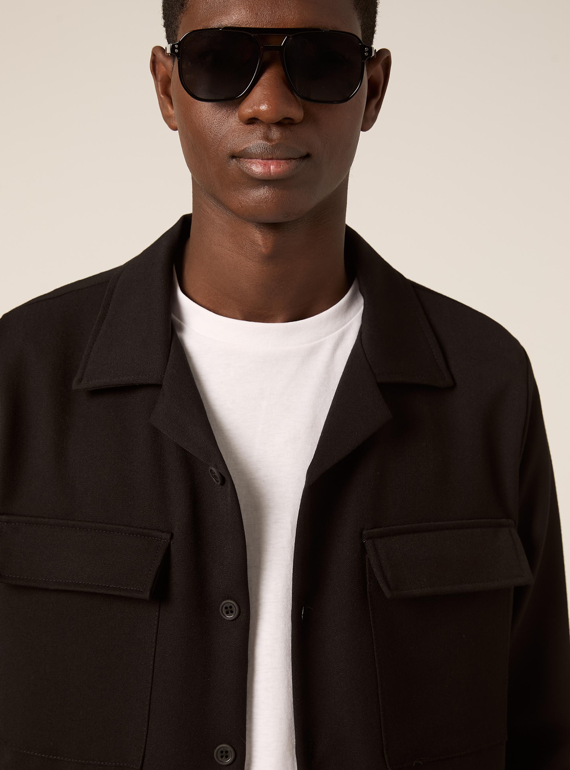 Camicia basic con tasconi, BK1 BLACK