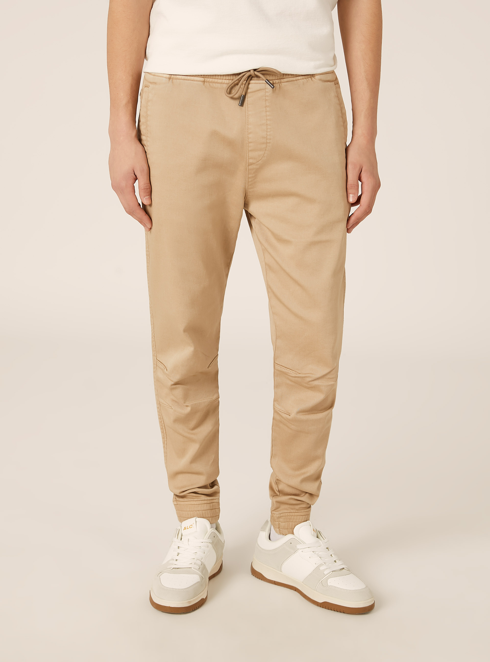 Cotton jogger trousers, BG1 BEIGE DARK