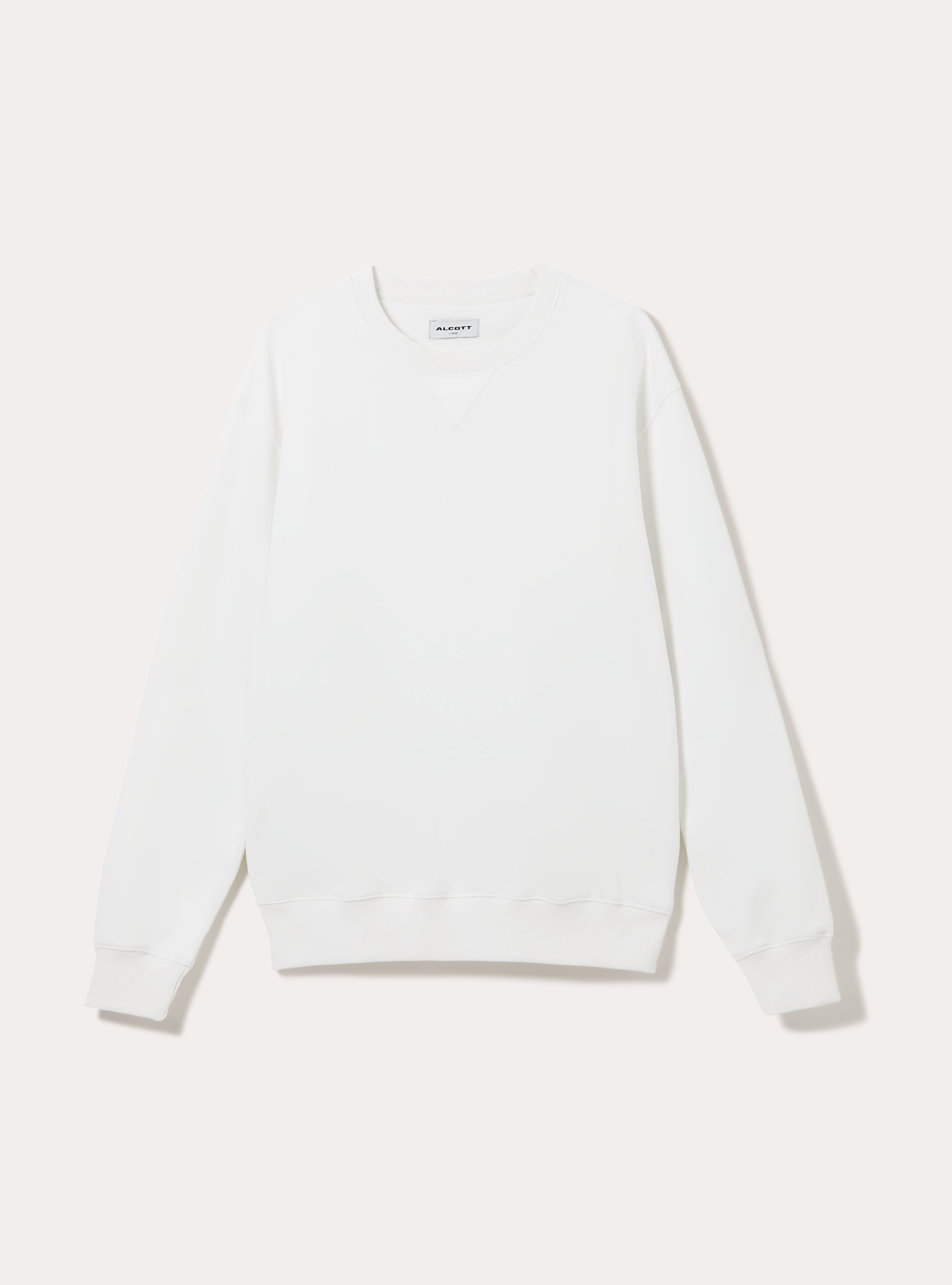 Sudadera de cuello redondo en color liso, WH1 OFF WHITE