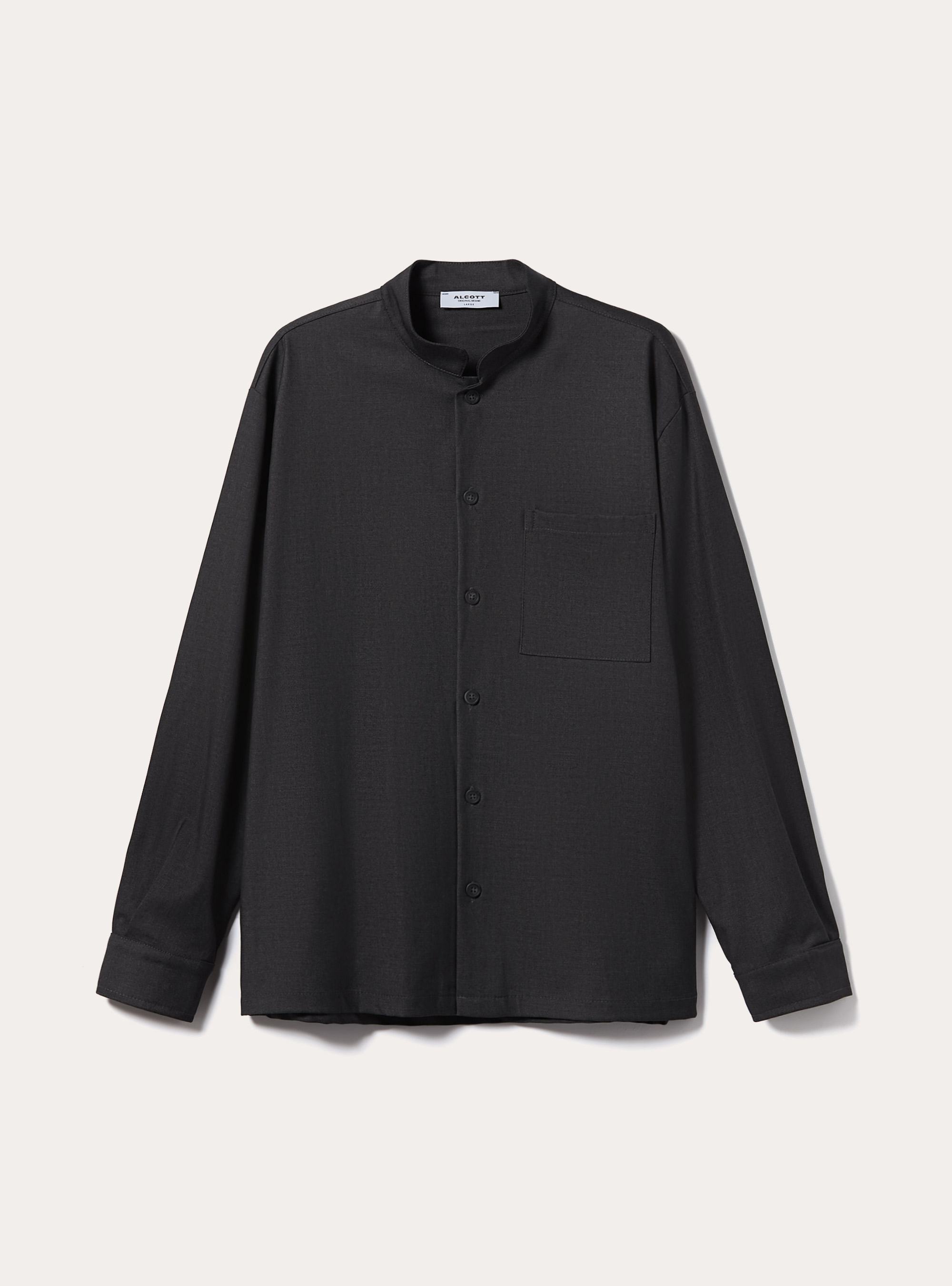 Camicia collo coreano con taschin in misto viscosa, GY1 GREY DARK