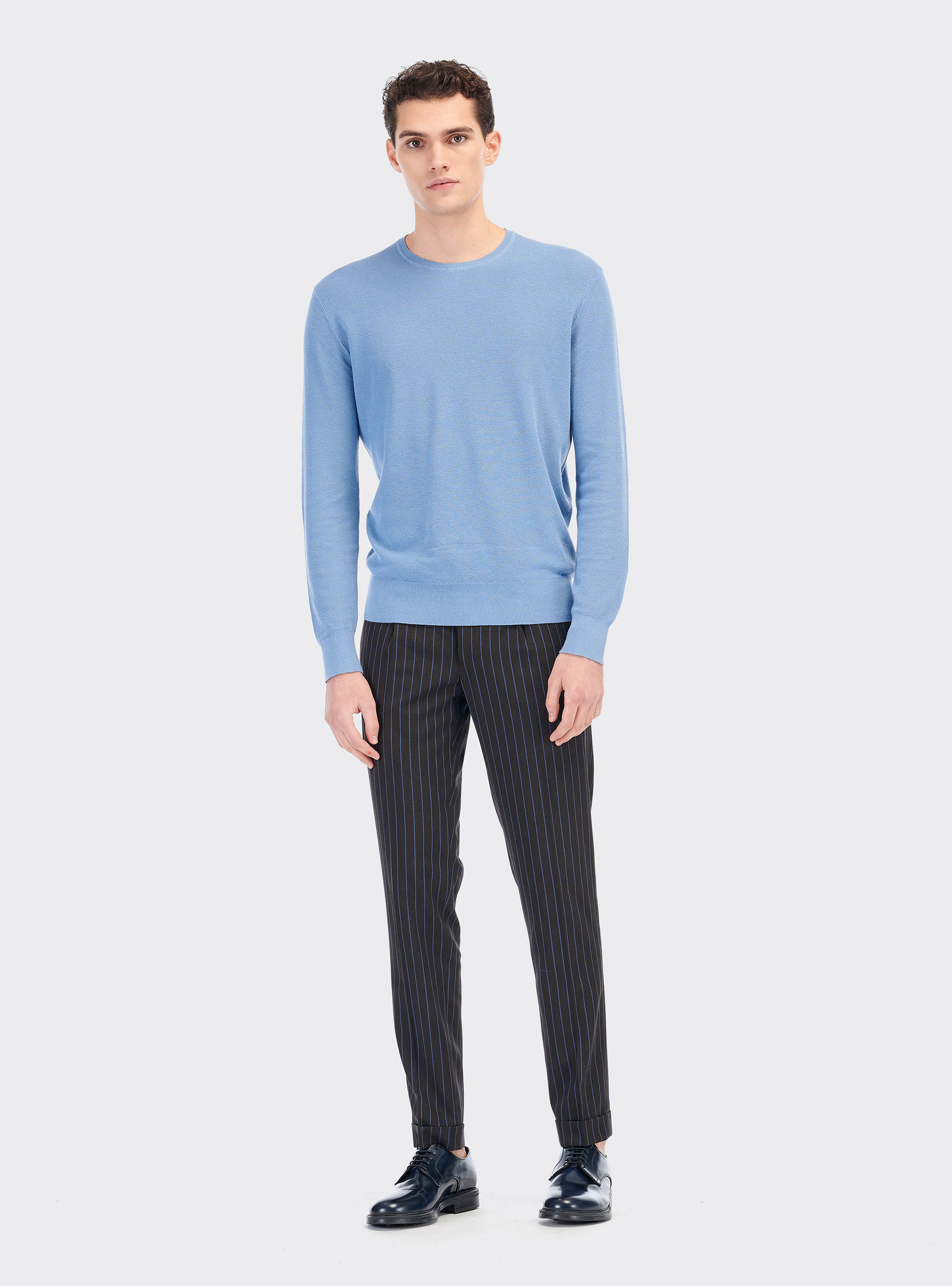 Pantalone fantasia gessato, C507 BROWN