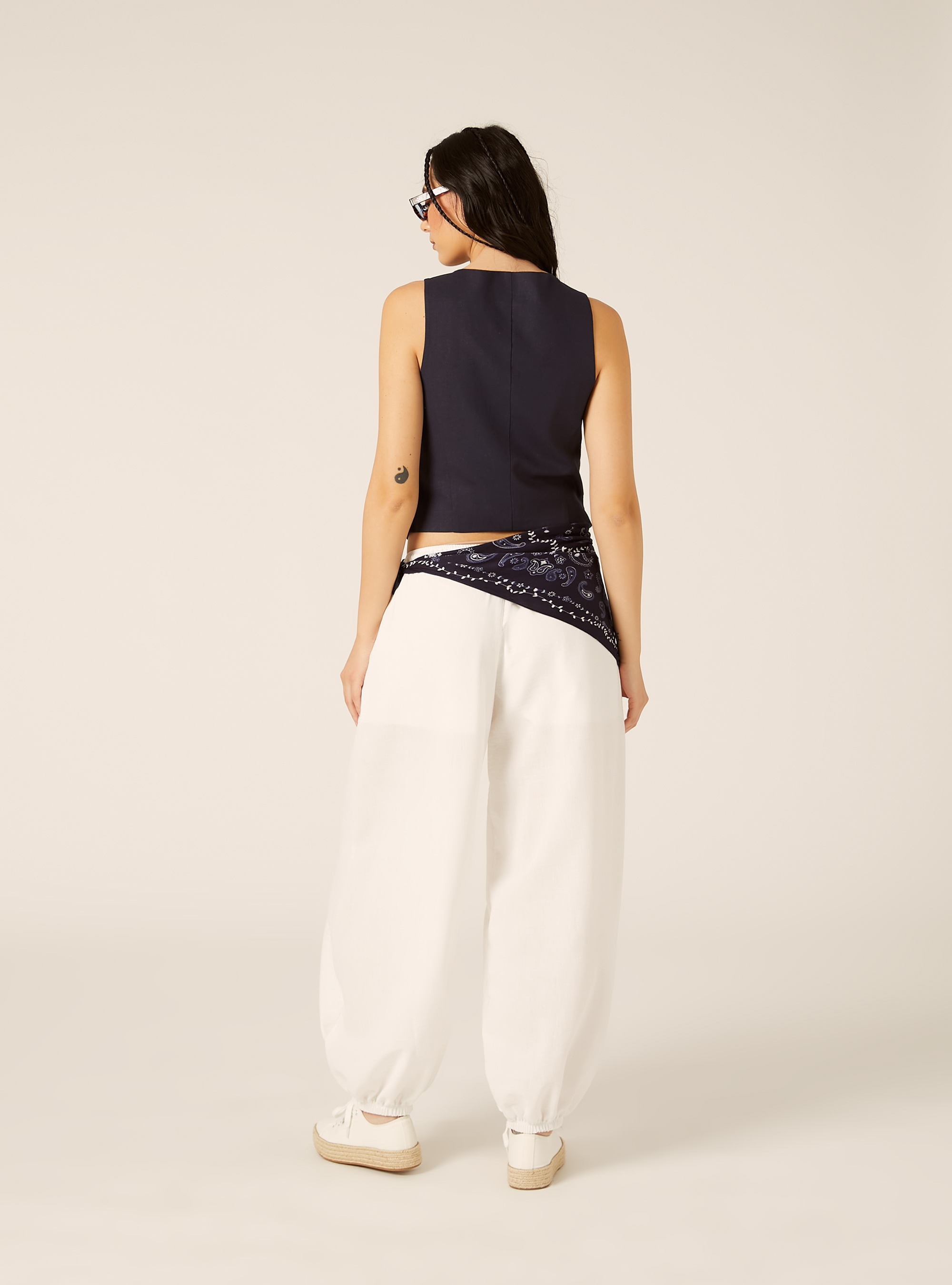Gilet corto in misto lino, NA2 NAVY MEDIUM
