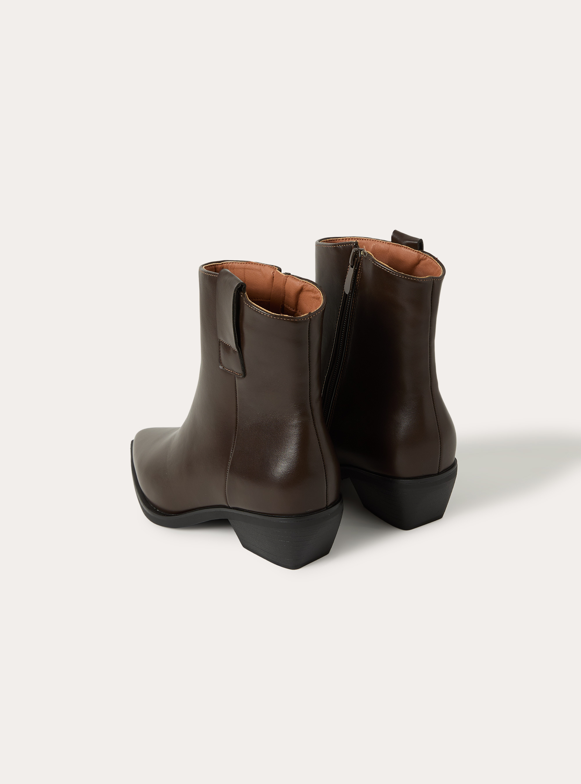 Bottines style santiags en similicuir avec zip lateral, BR1 BROWN DARK