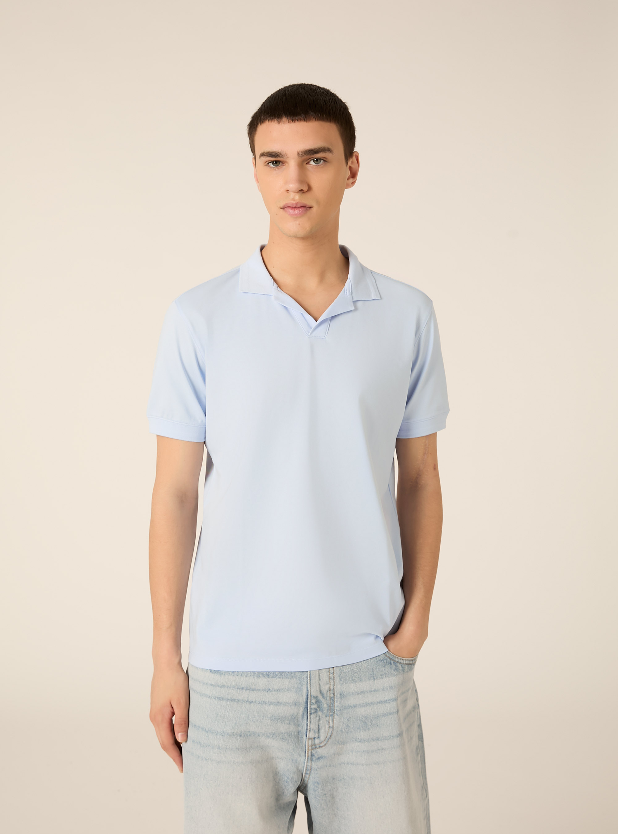 AIRES stretch piqu&eacute; polo shirt, AZ3 AZURE LIGHT