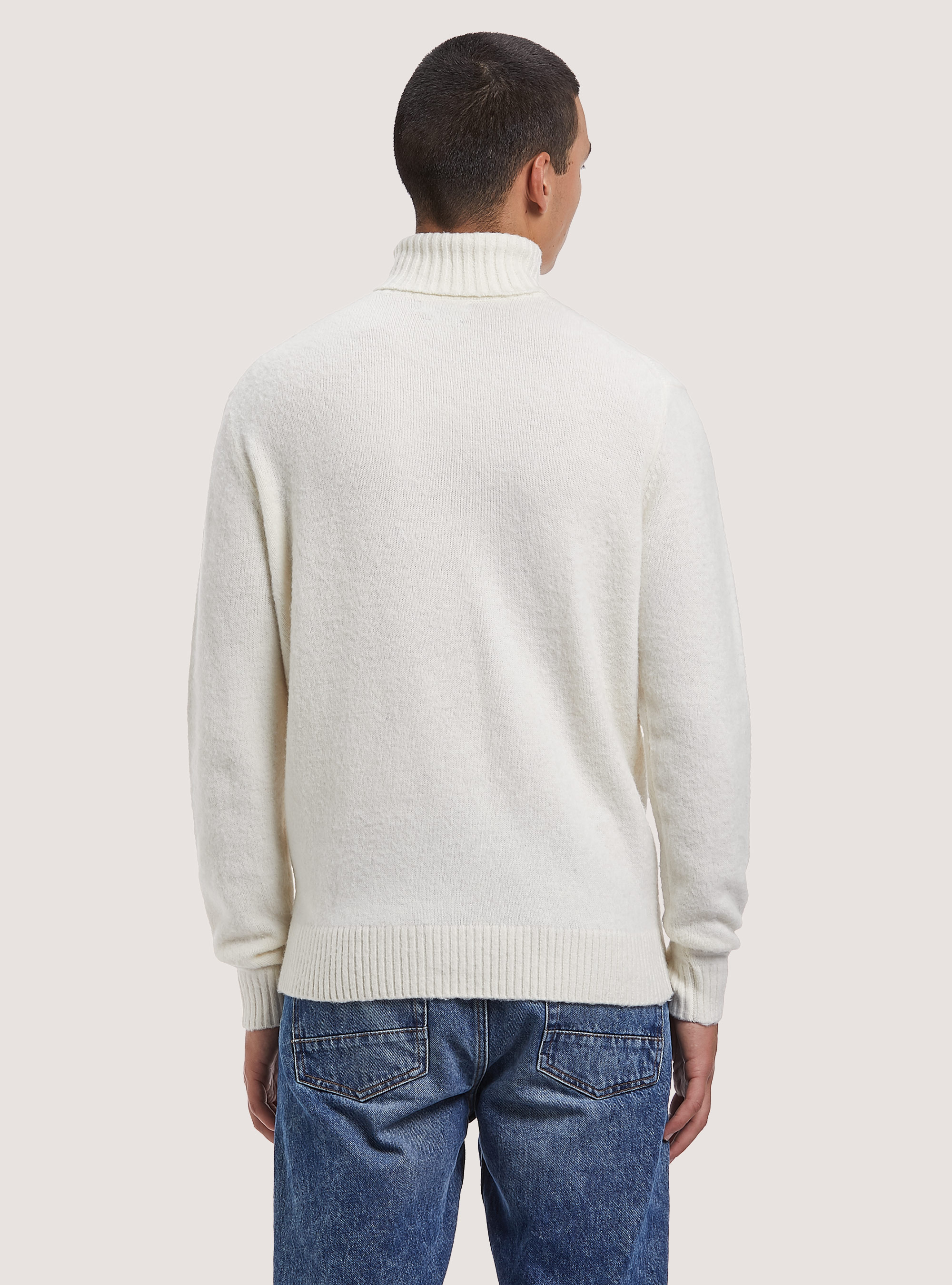 Pullover soft touch in misto lana elastiscizzato, WH2 WHITE