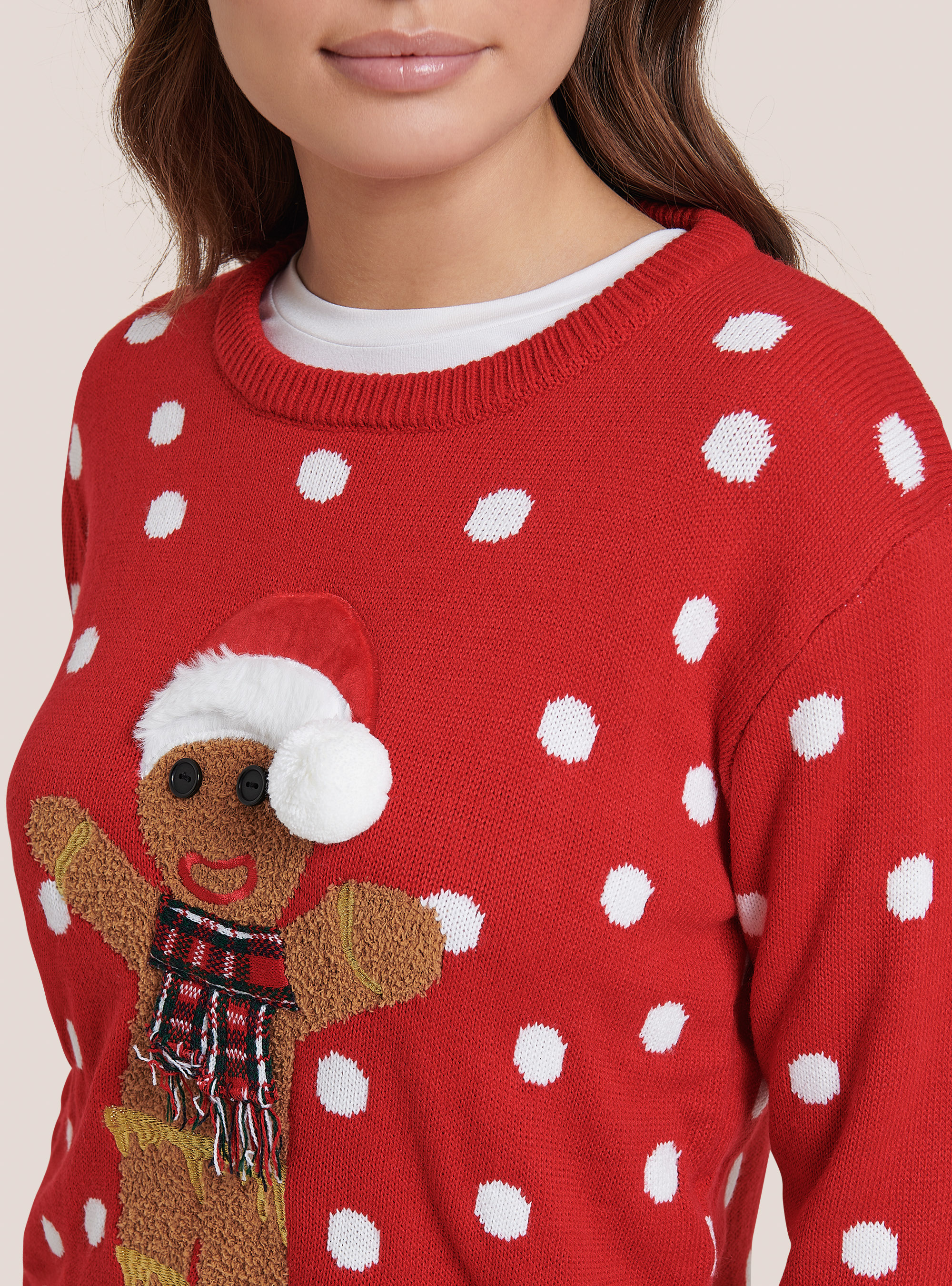 Jersey navideño con hombre de jengibre, ROJO