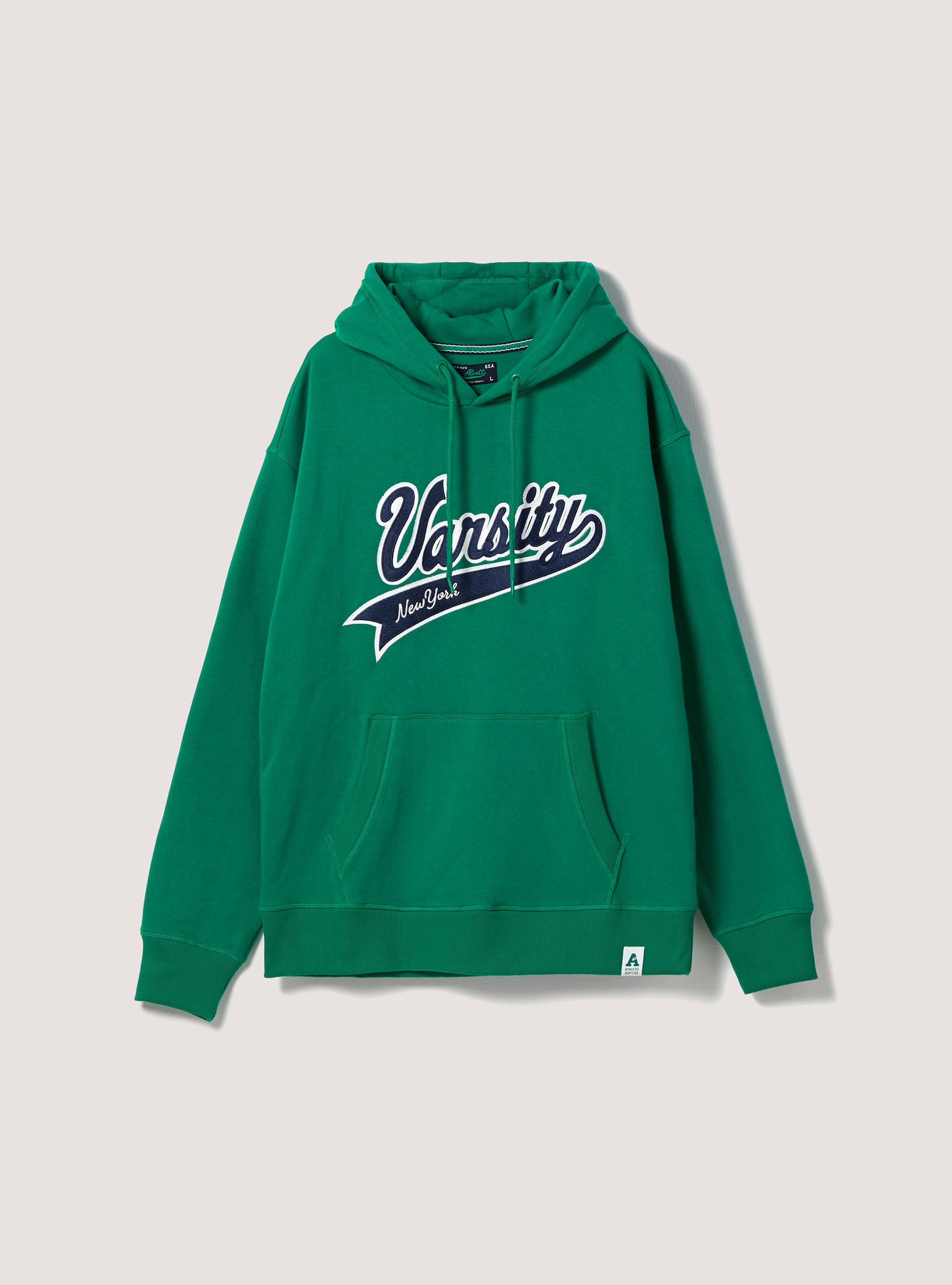 Hoodie with college patch, GN2 GREEN MEDIUM