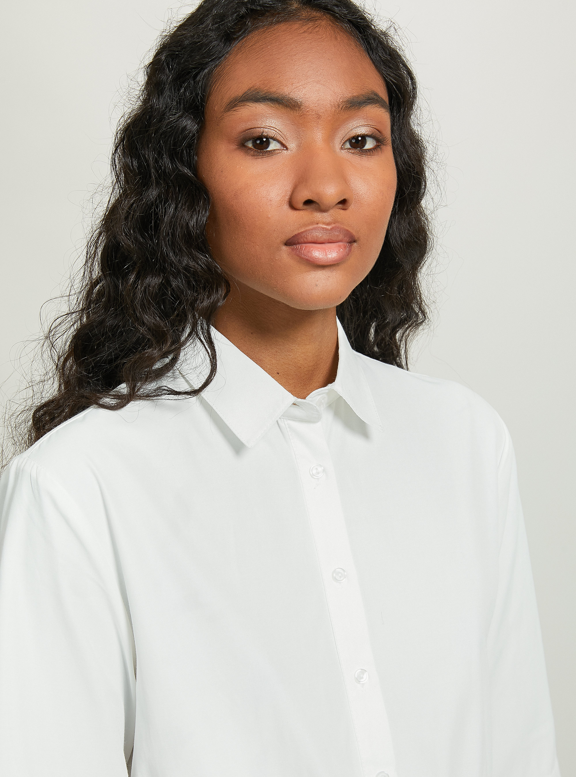 Vestito chemisier in popeline, WH2 WHITE