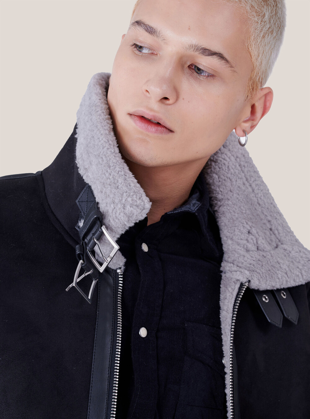 Sheepskin-effect jacket, C101 BLACK