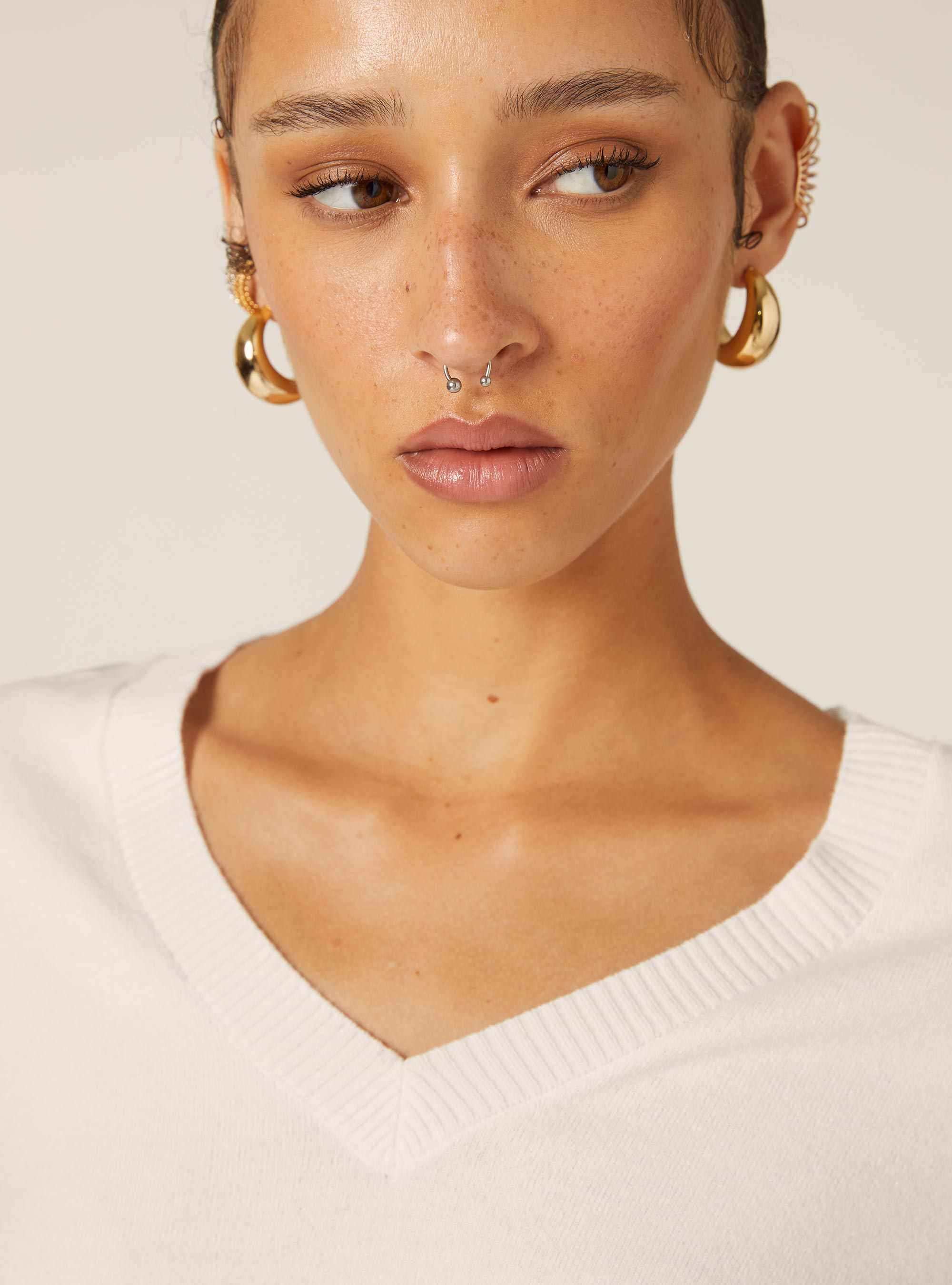 Boxy fit V-neck pullover, WH2 WHITE