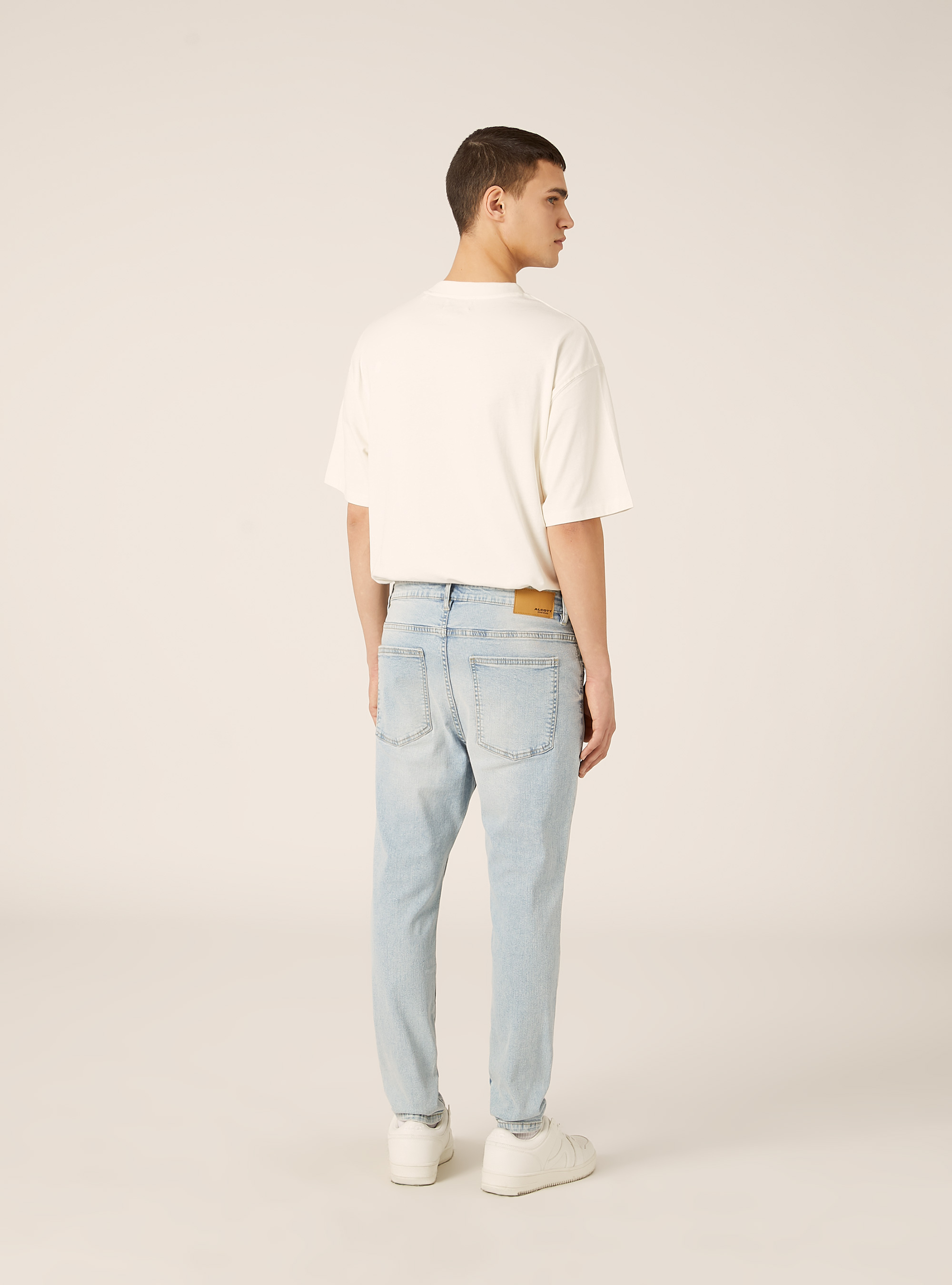 Stretch denim carrot fit jeans, D007 LIGHT AZURE