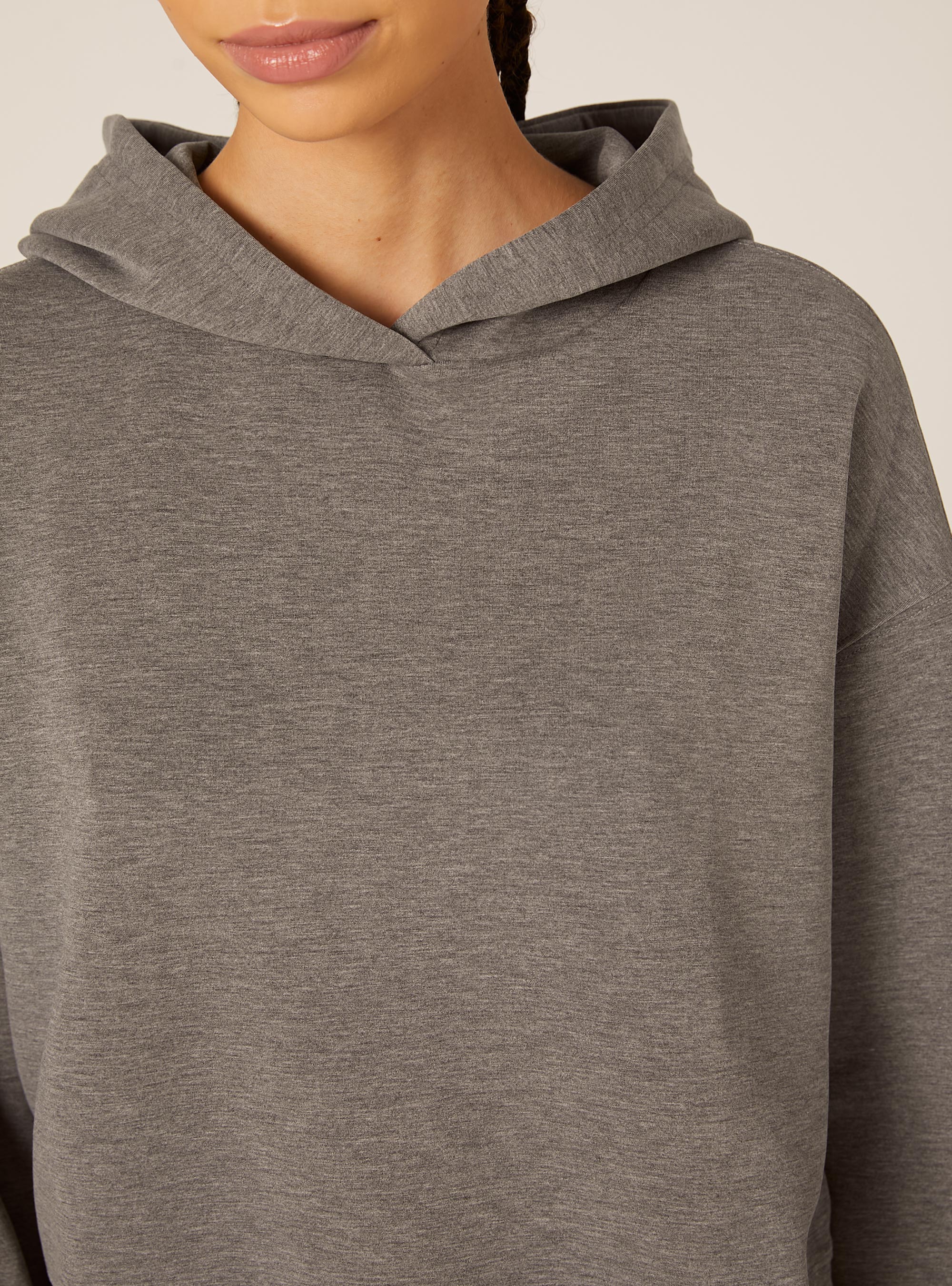 Pull court en molleton doux au toucher, MGY1 GREY MEL DARK