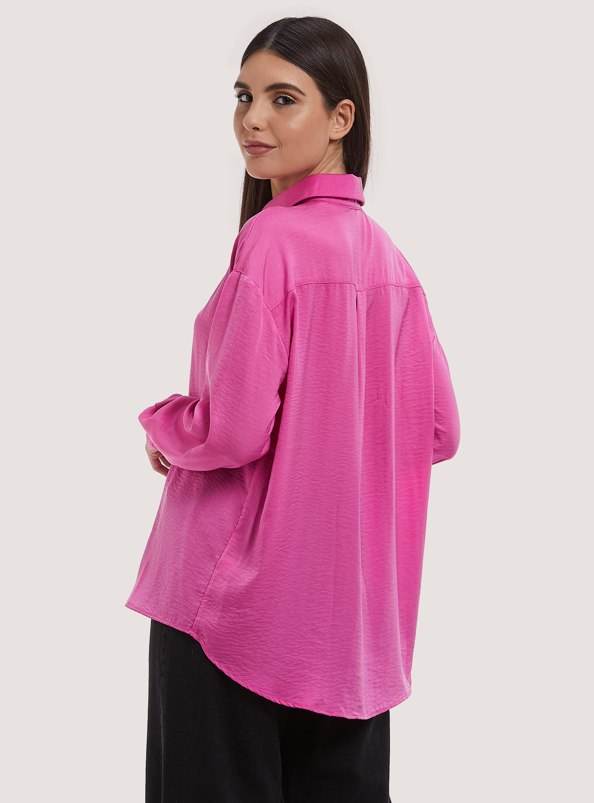 Chemise en satin uni, FX3 FUXIA LIGHT