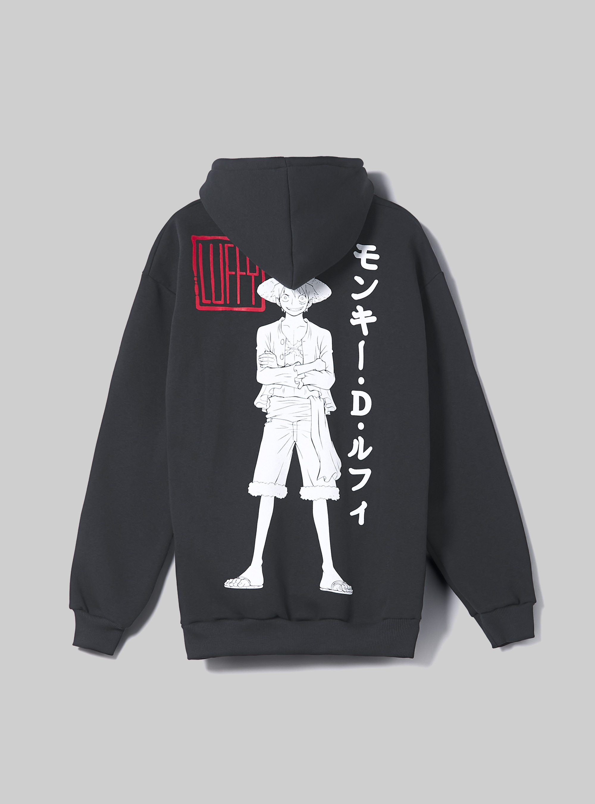 Felpa con grafica one piece, BK3 BLACK CHARCOAL