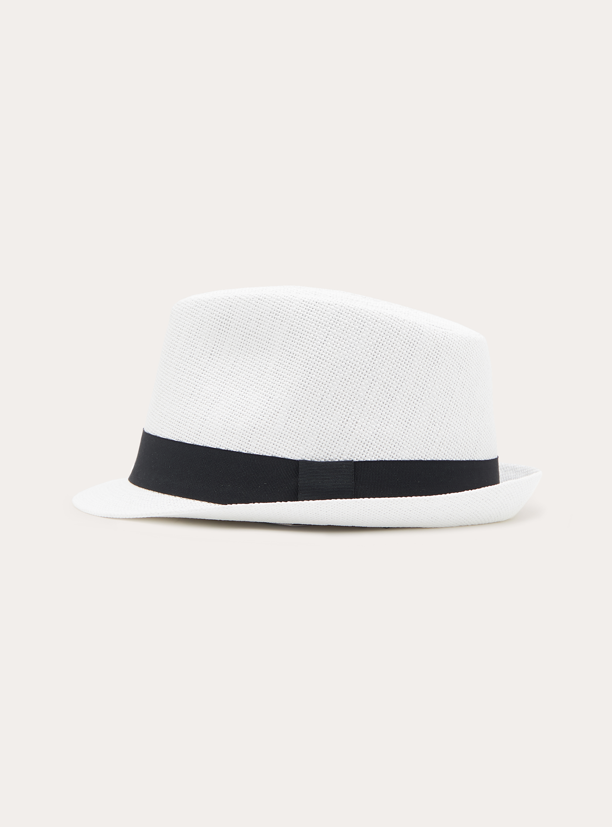 Cappello in raffia con banda a contrasto, WH2 WHITE