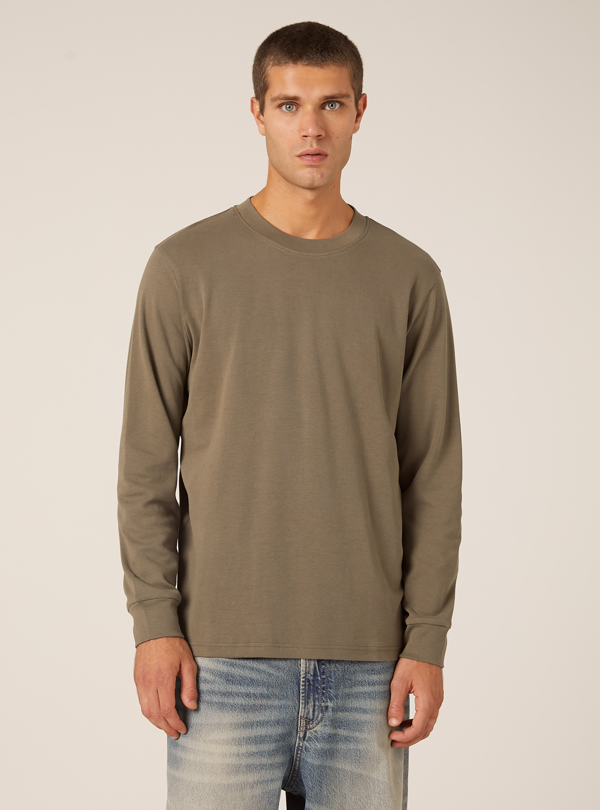 Long-sleeved cotton T-shirt, KY2 KAKY MEDIUM