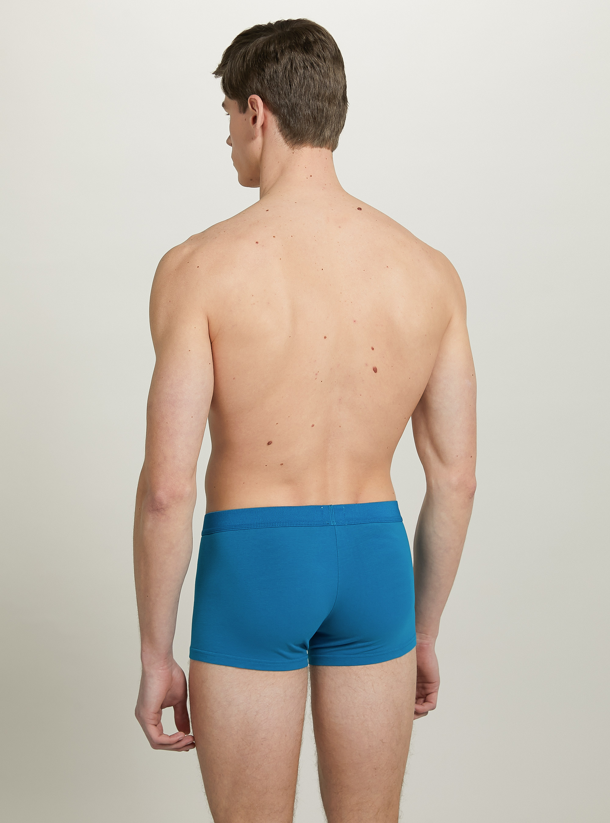 Set of 3 stretch cotton boxer shorts, OB2 BLUE OIL MED.