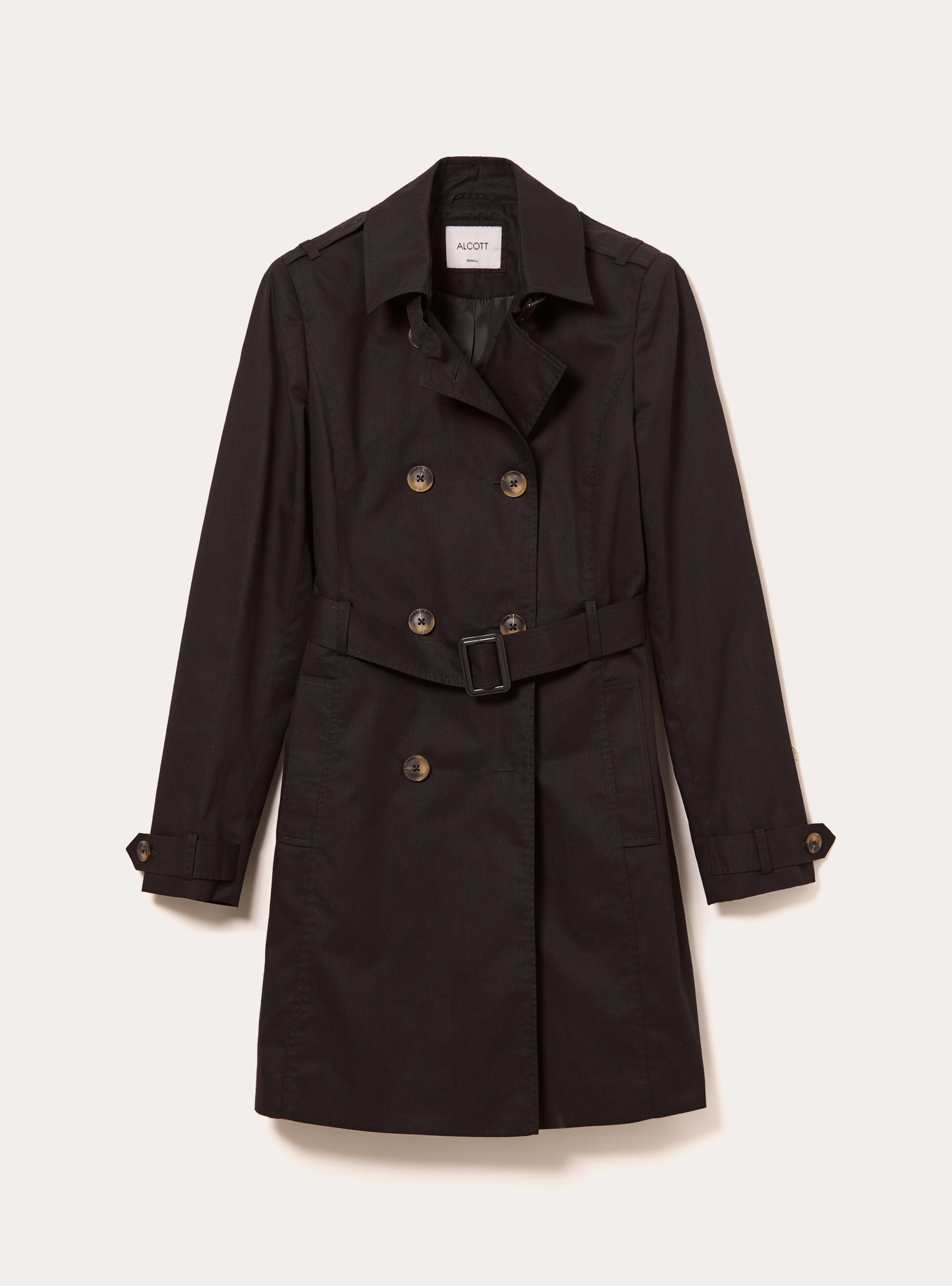 Trench con cintura, BK1 BLACK