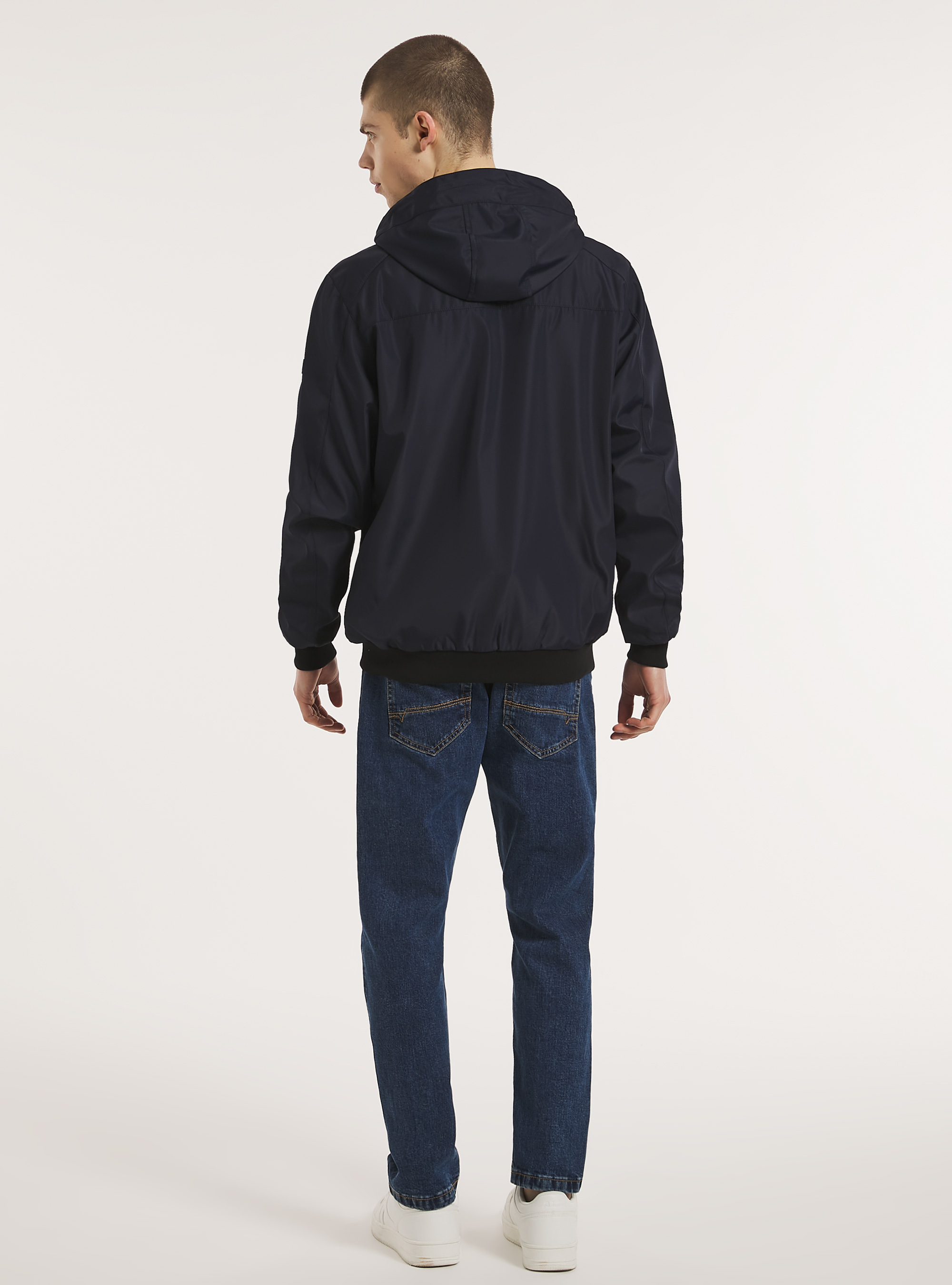 Windproof hooded bomber jacket, NA1 NAVY DARK