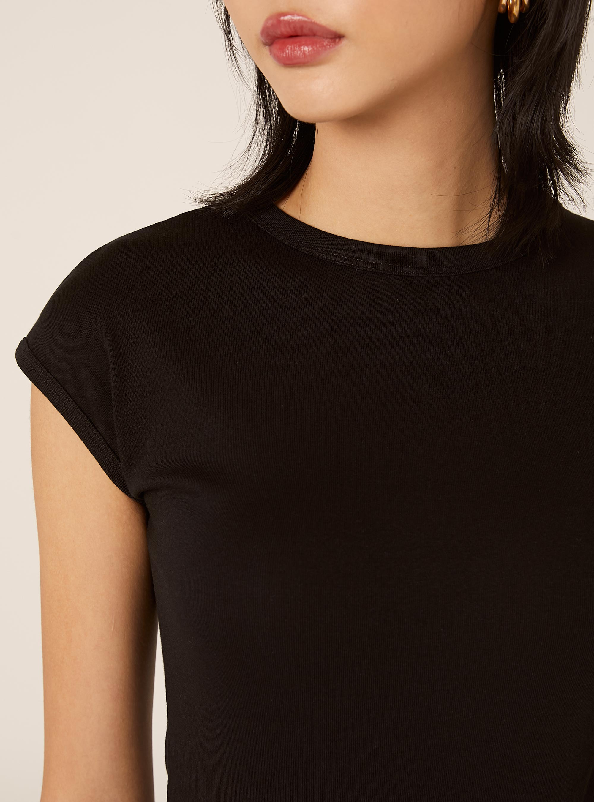 Body aus gerippter Stretch-Baumwolle, BK1 BLACK