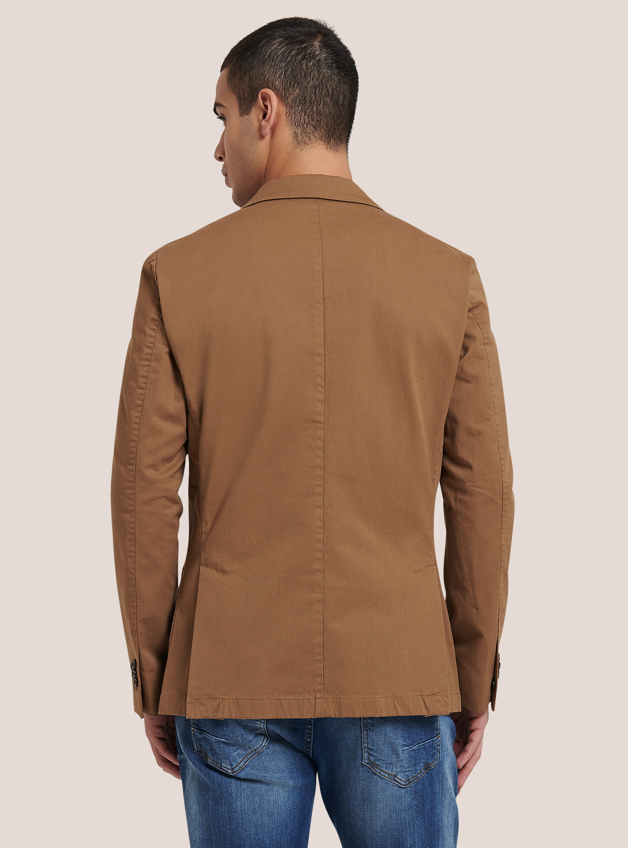 Veste à poches plaquées en coton mélangé, C5616 TOBACCO