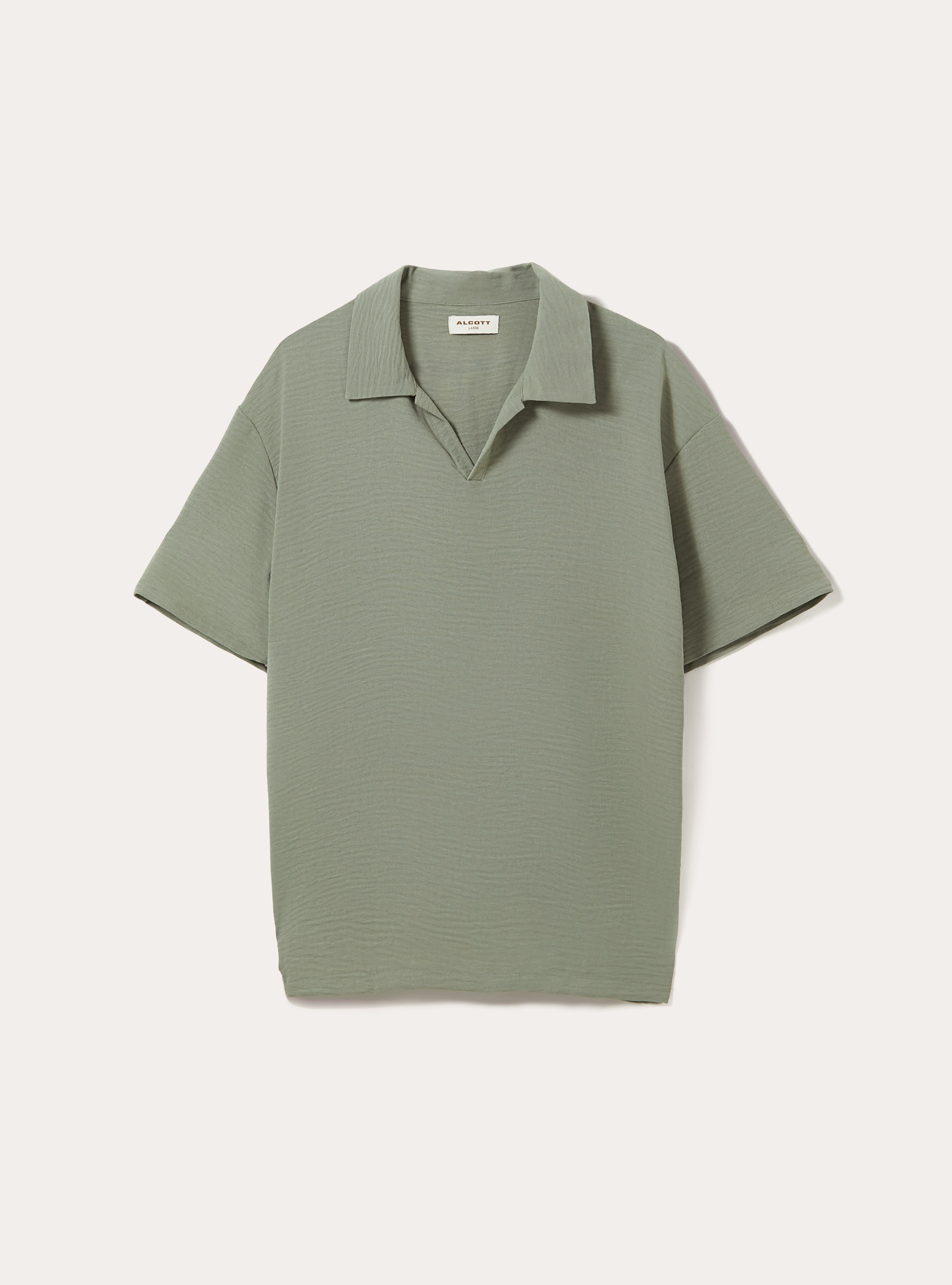 Crepe polo shirt with open collar, SG3 SAGE LIGHT