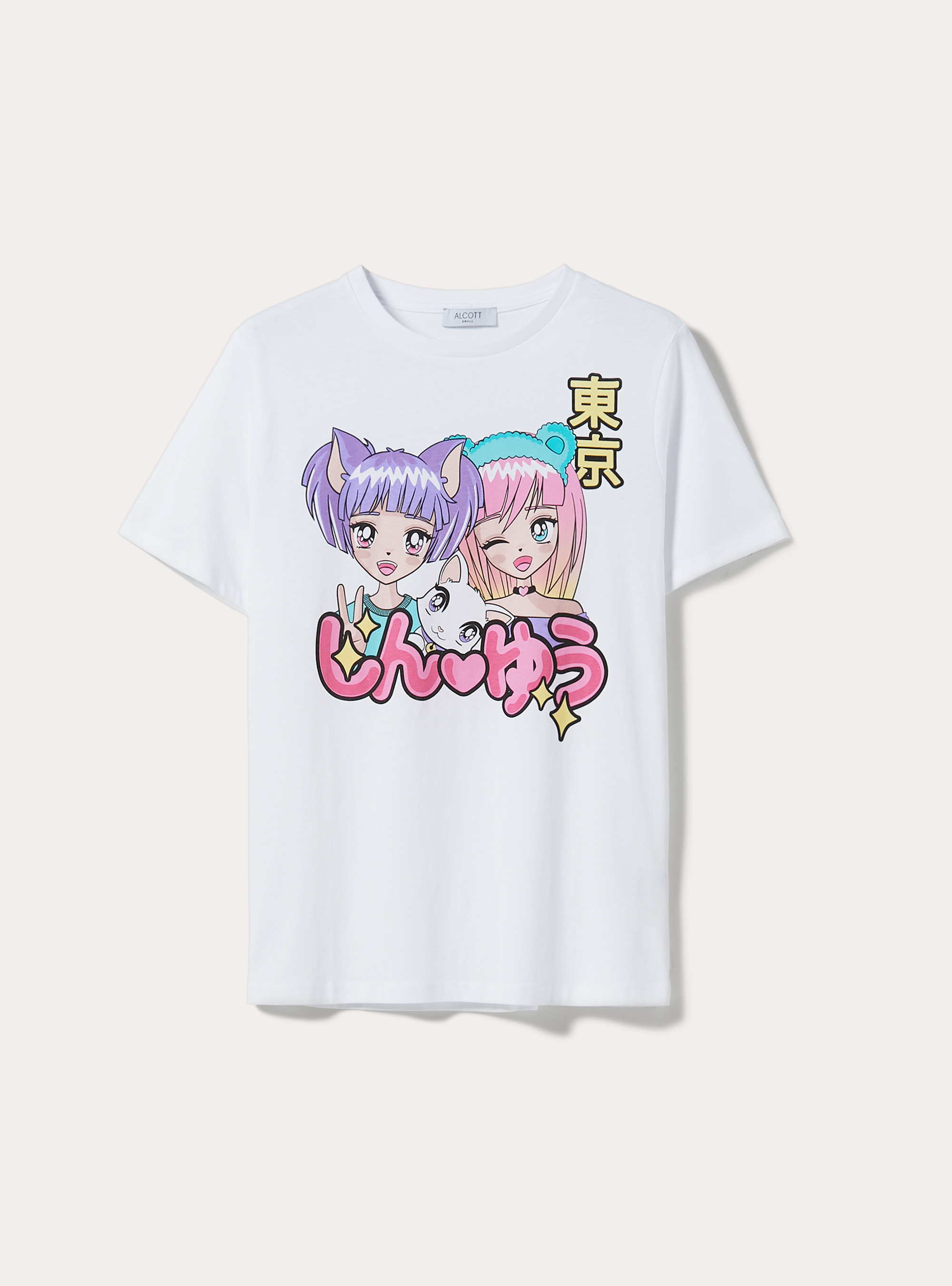 Maglietta con stampa manga, WH3 WHITE