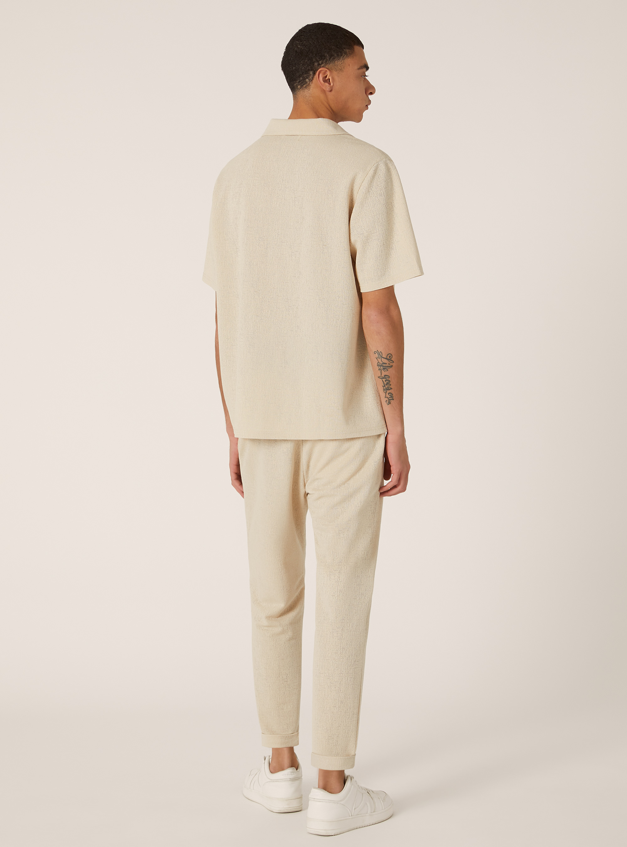 Chemise à manches courtes avec texture, CR3 CREAM LIGHT